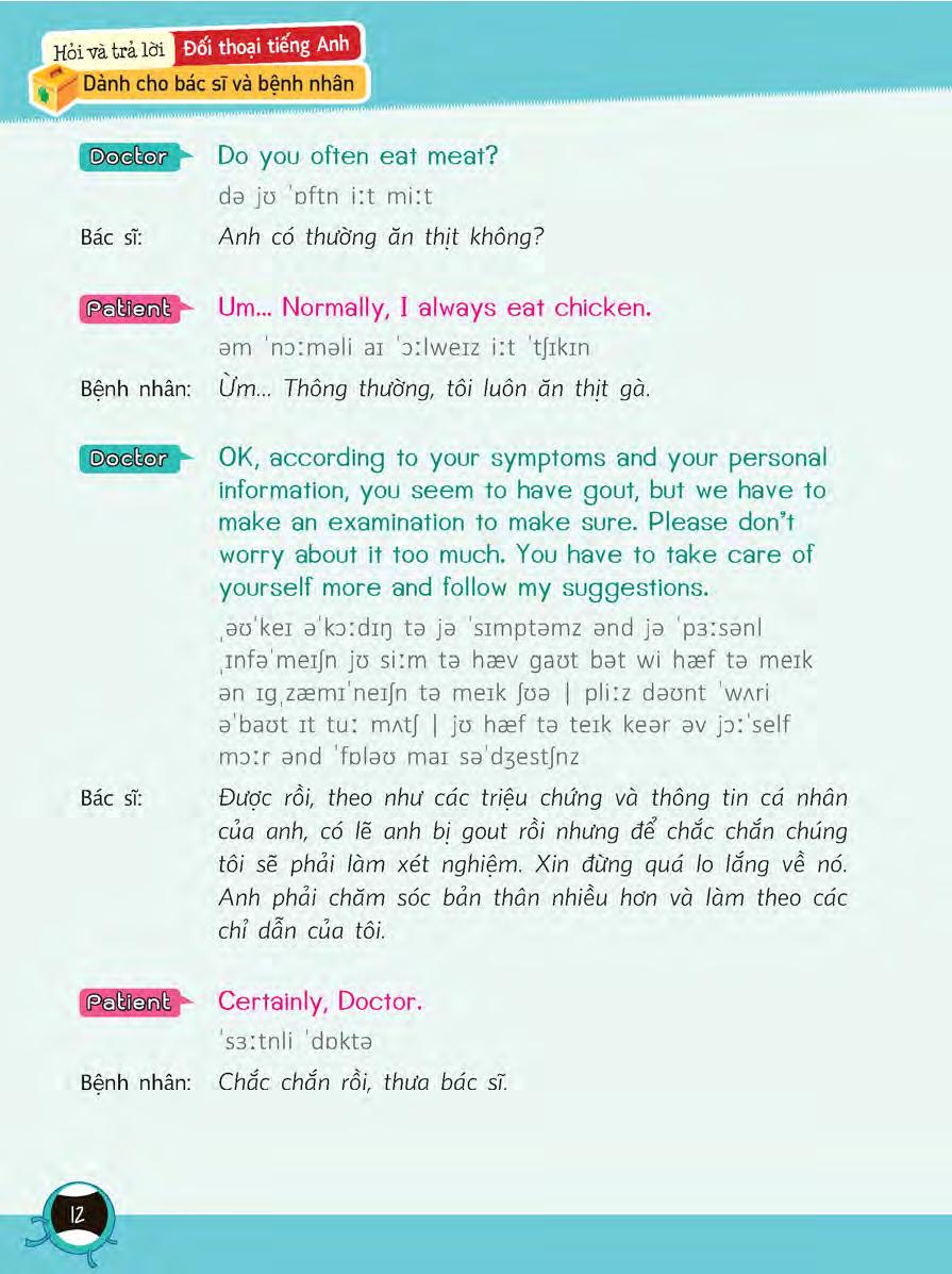 tiếng anh giao tiếp dành cho bác sĩ và bệnh nhân