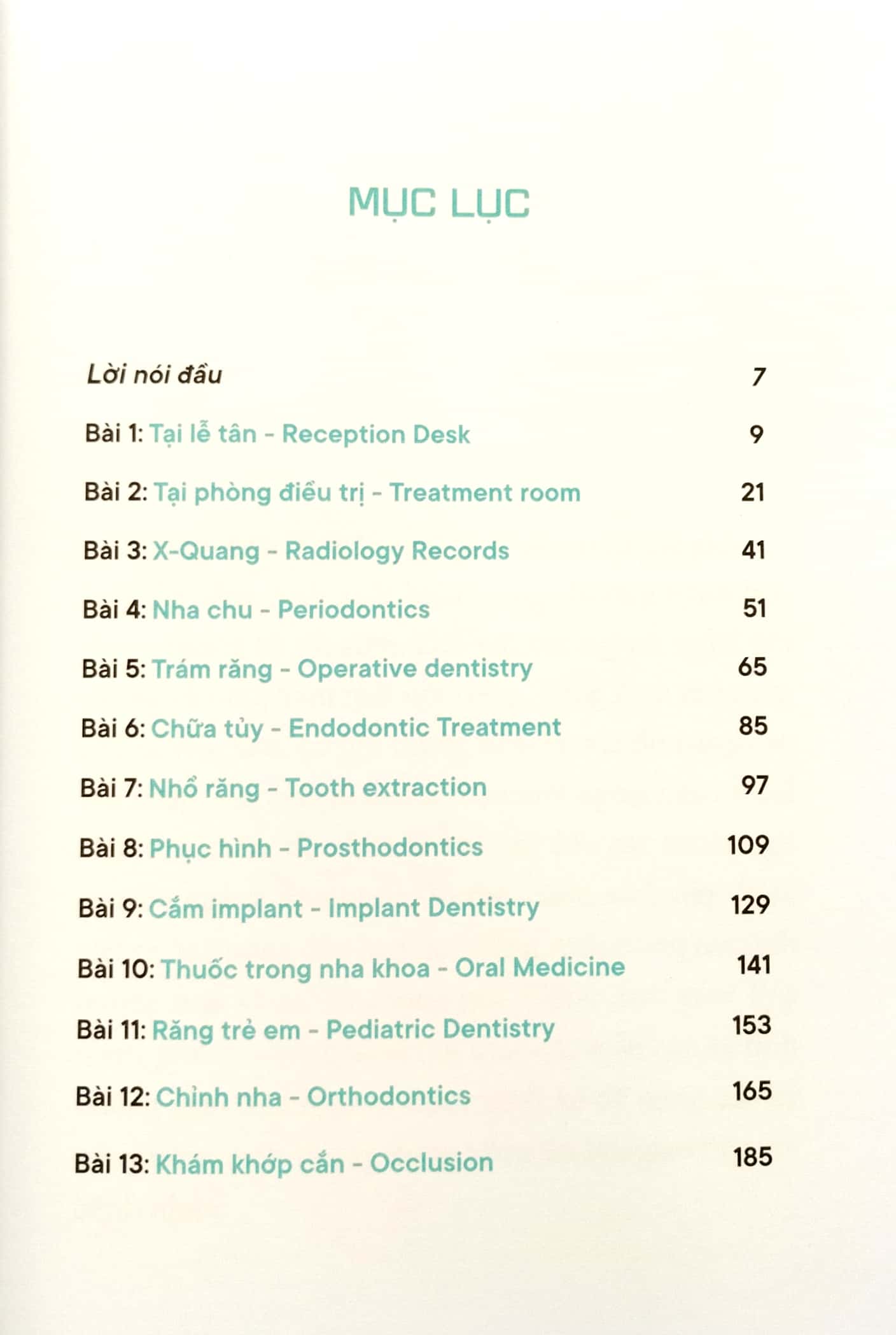 tiếng anh giao tiếp trong phòng nha