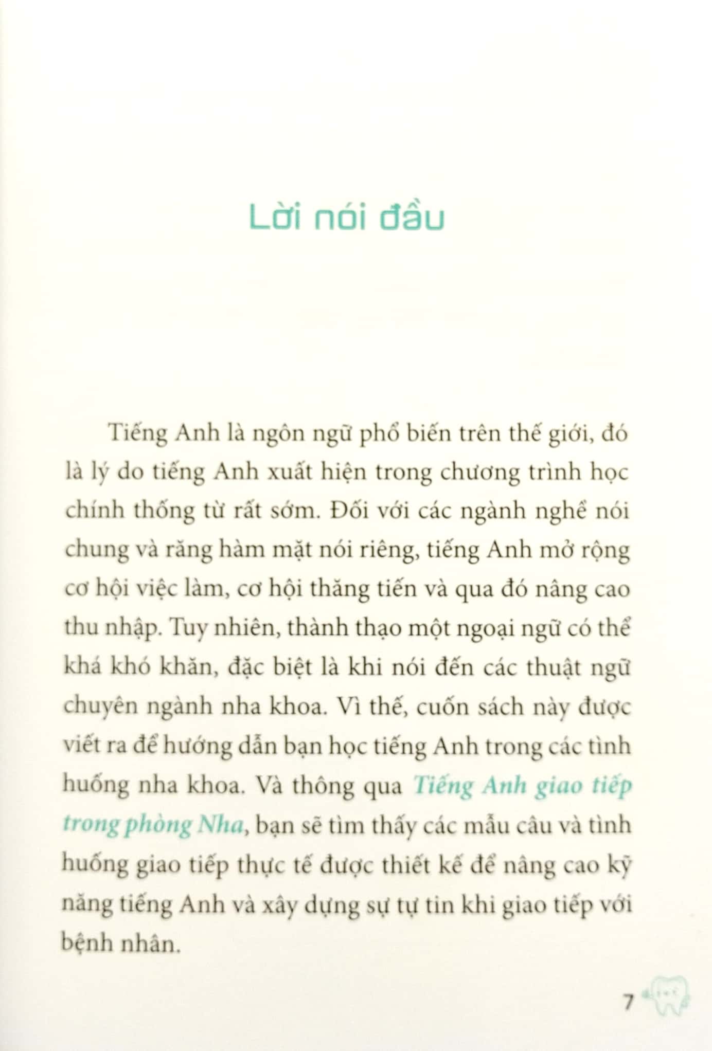 tiếng anh giao tiếp trong phòng nha