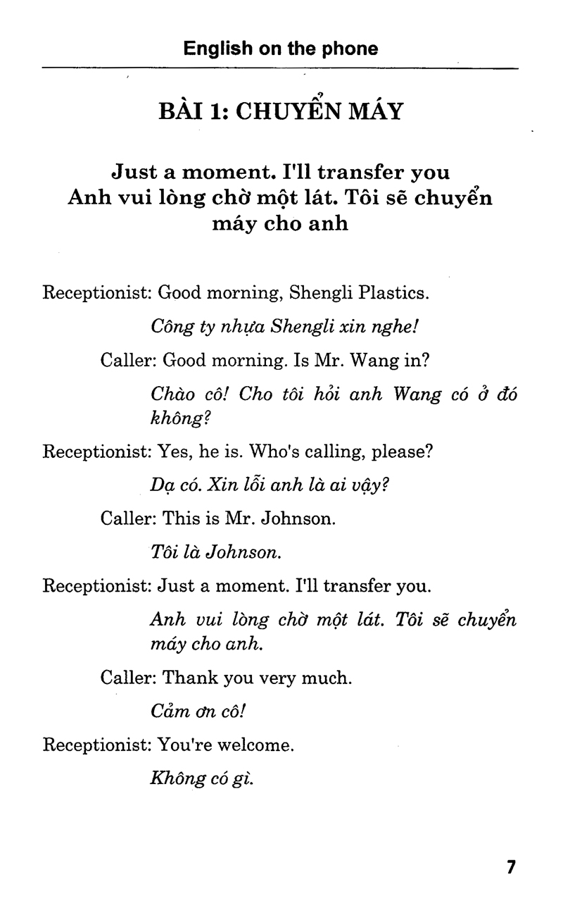 tiếng anh qua điện thoại - kèm cd