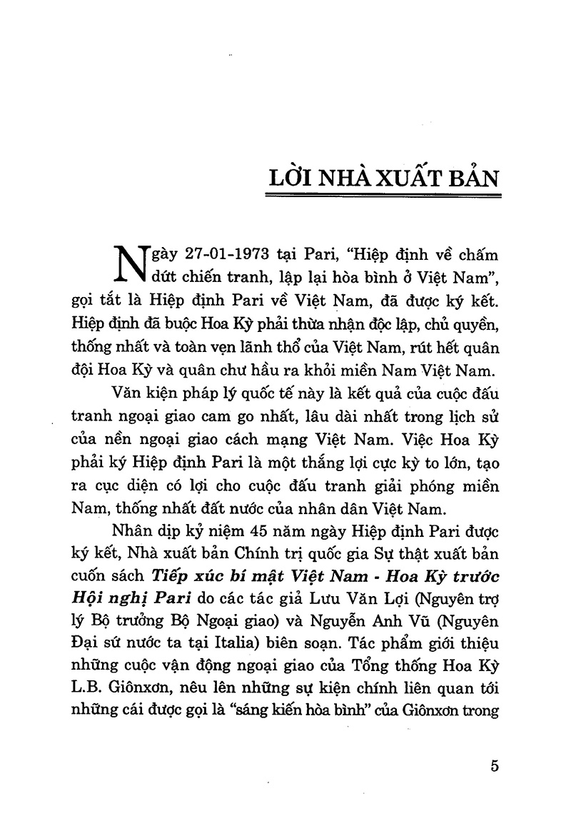tiếp xúc bí mật việt nam - hoa kỳ trước hội nghị pari (tái bản 2023)