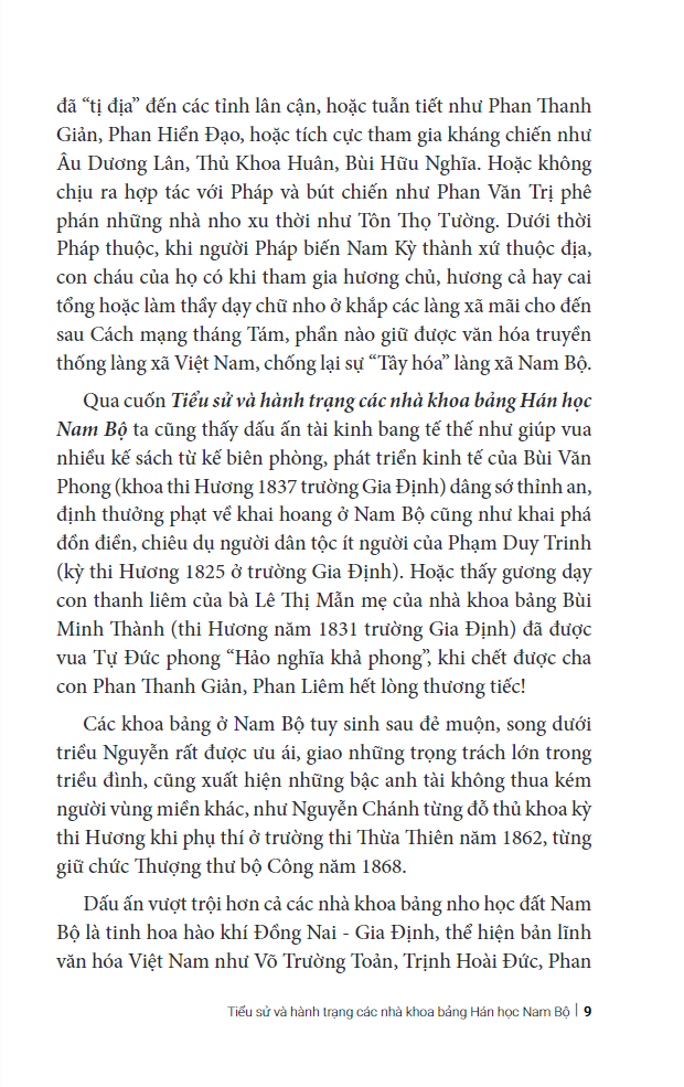 tiểu sử và hành trạng các nhà khoa bảng hán học nam bộ