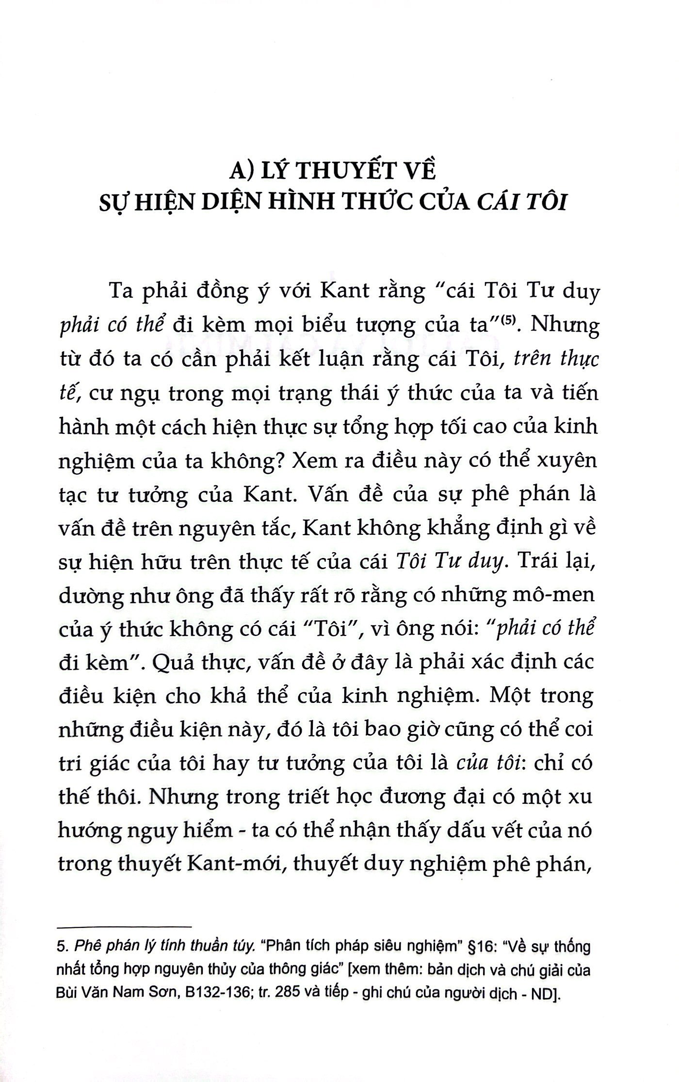 tính siêu việt của tự ngã - phác thảo một mô tả hiện tượng học