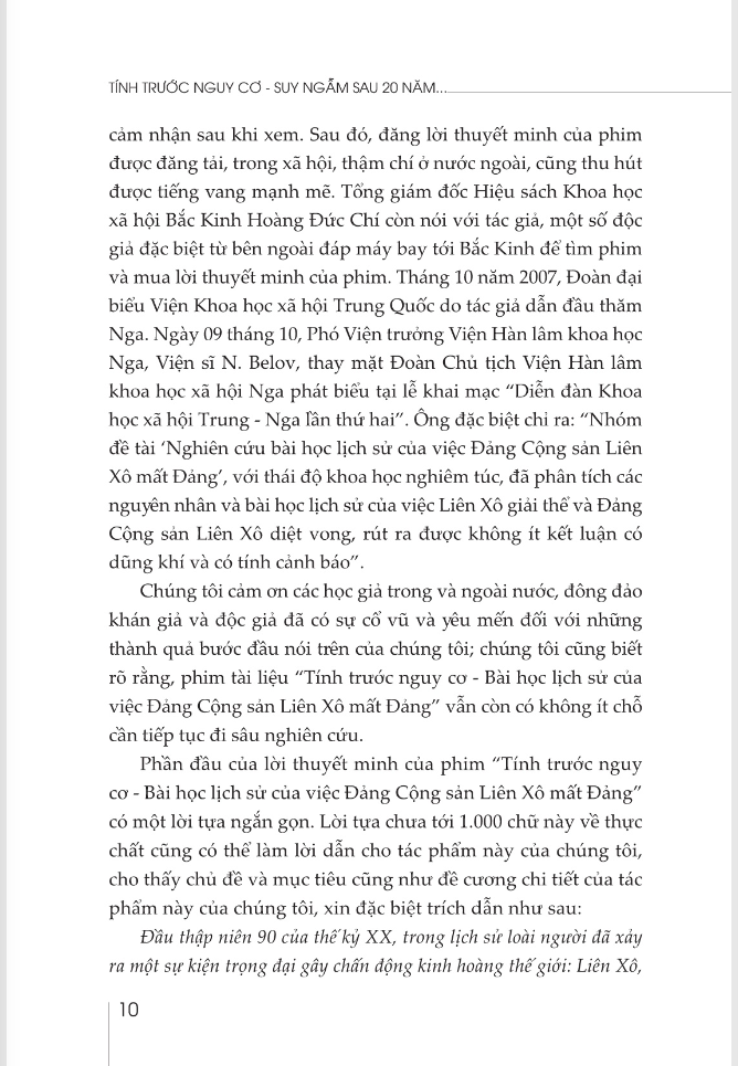 tính trước nguy cơ - suy ngẫm sau 20 năm đảng cộng sản liên xô mất đảng