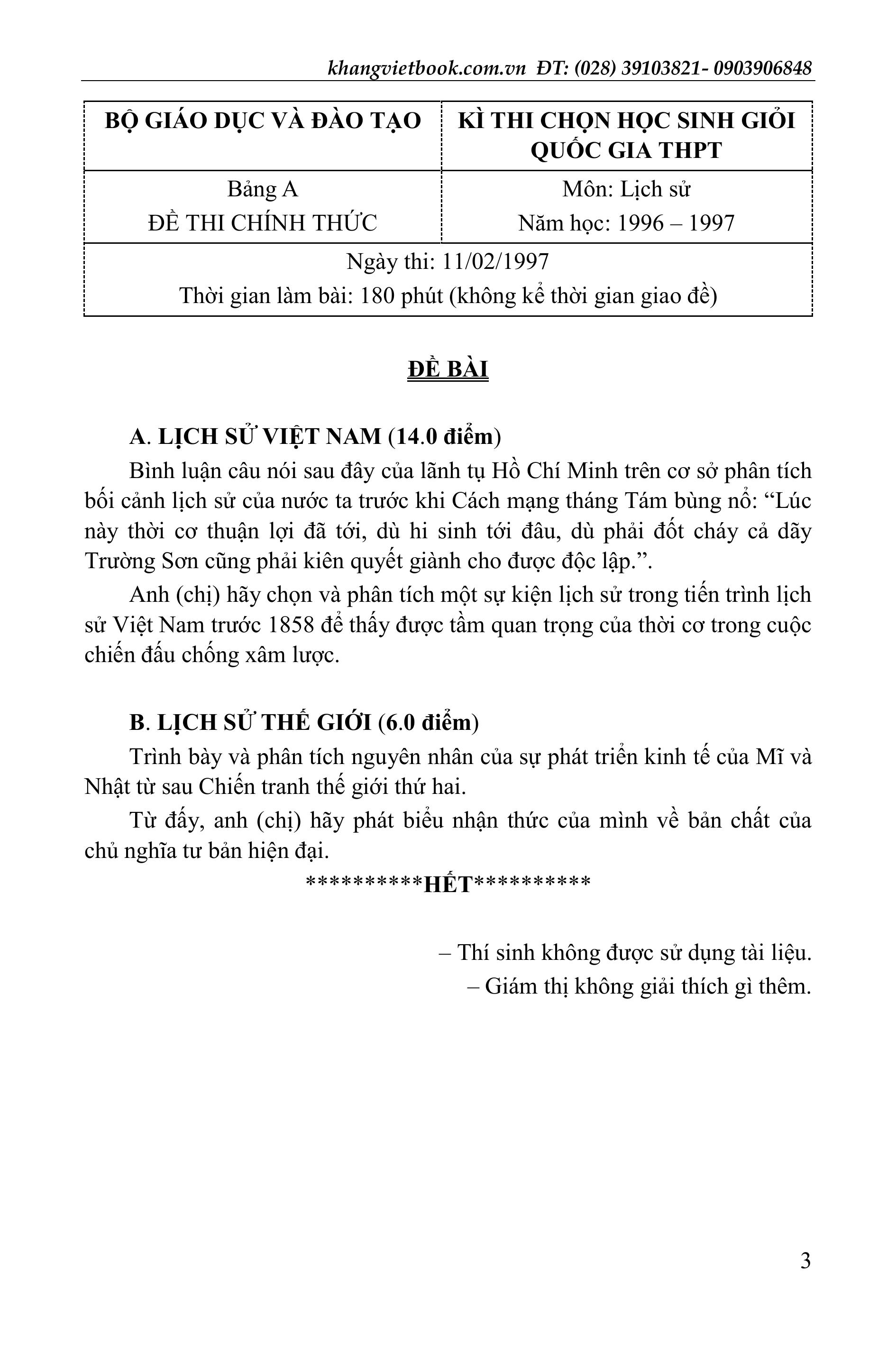 Tinh Tuyen Nhung Bai Doat Giai Quoc Gia - Mon Lich Su