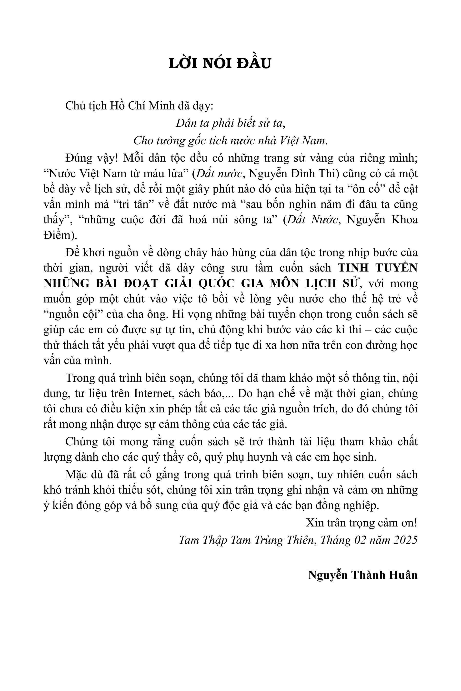 Tinh Tuyen Nhung Bai Doat Giai Quoc Gia - Mon Lich Su