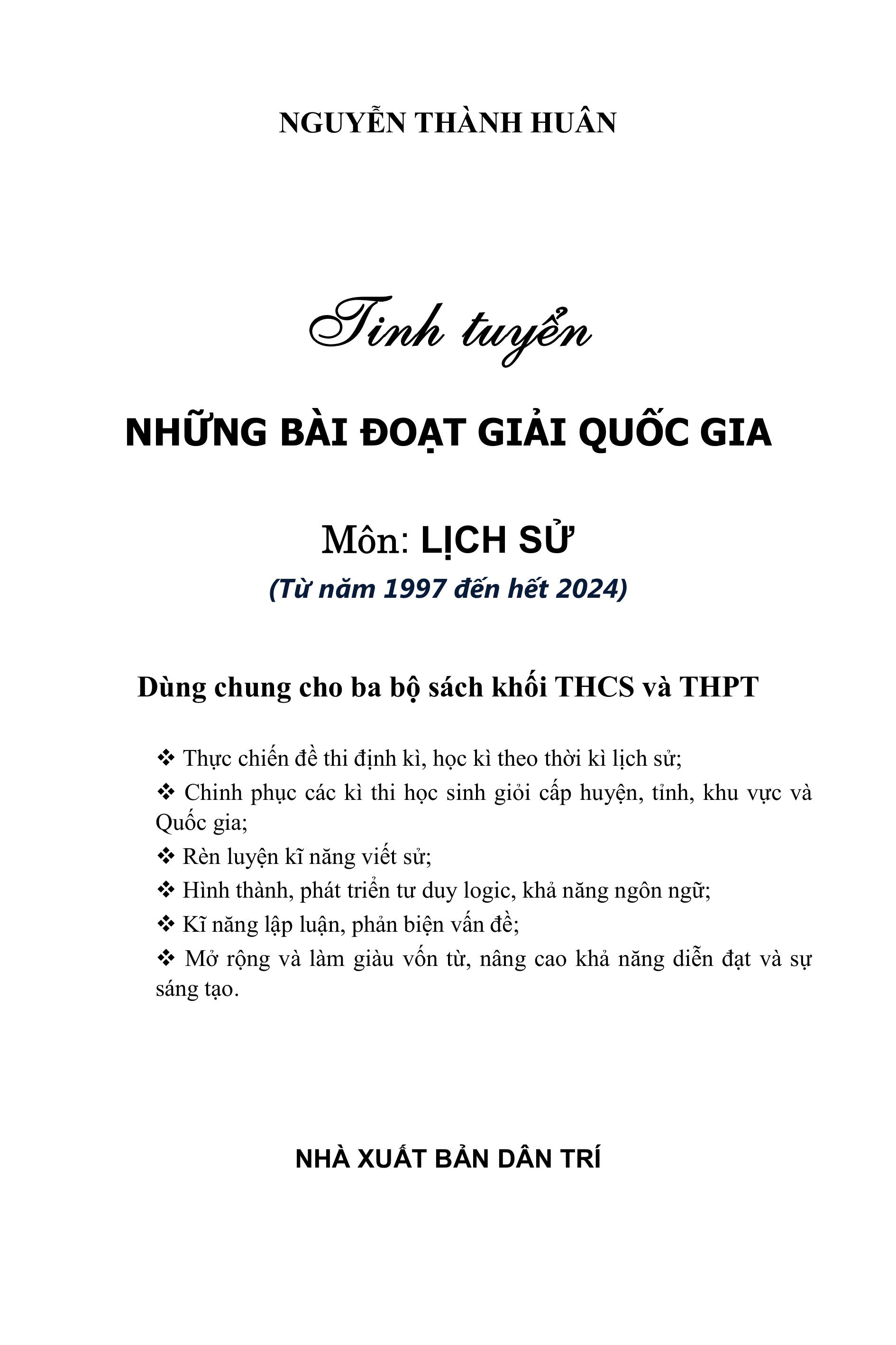 Tinh Tuyen Nhung Bai Doat Giai Quoc Gia - Mon Lich Su