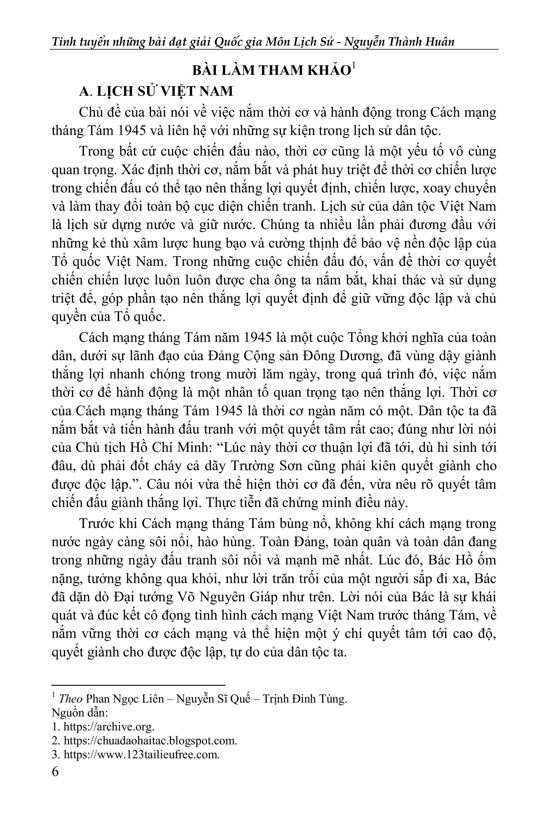 Tinh Tuyen Nhung Bai Doat Giai Quoc Gia - Mon Lich Su