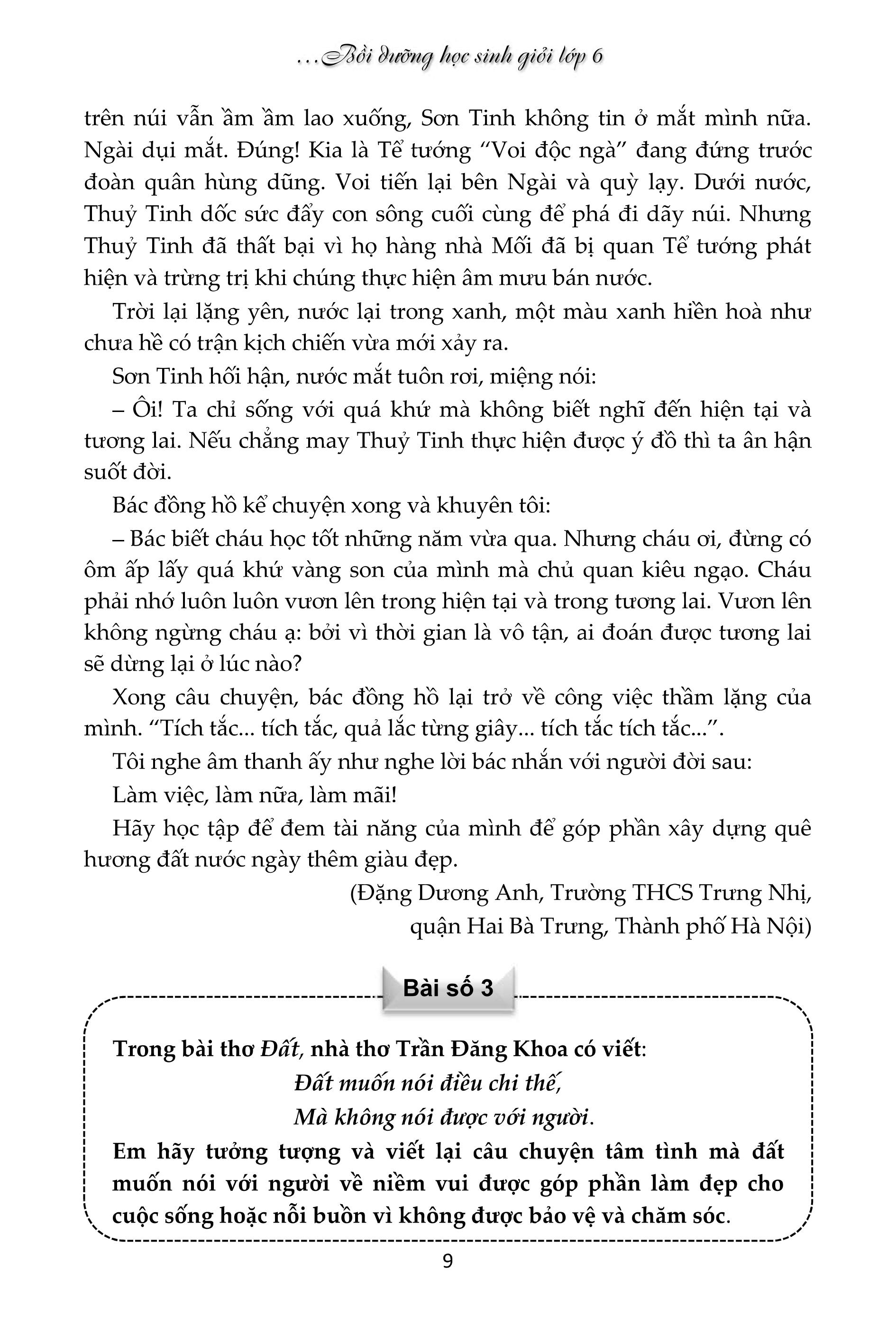 tinh tuyển những bài văn tự sự và biểu cảm đạt giải theo hướng mở bồi dưỡng học sinh giỏi lớp 6