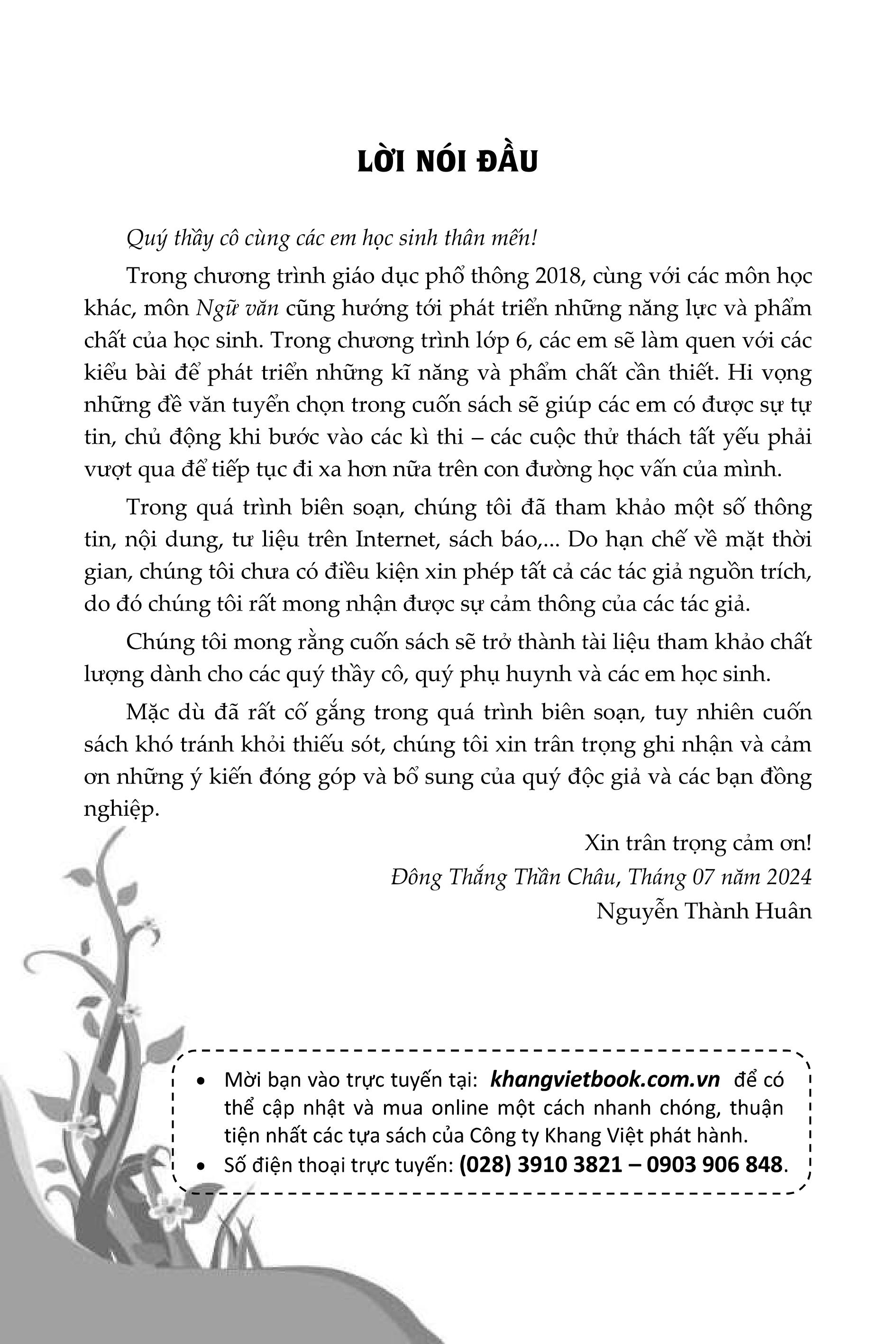 tinh tuyển những bài văn tự sự và biểu cảm đạt giải theo hướng mở bồi dưỡng học sinh giỏi lớp 6