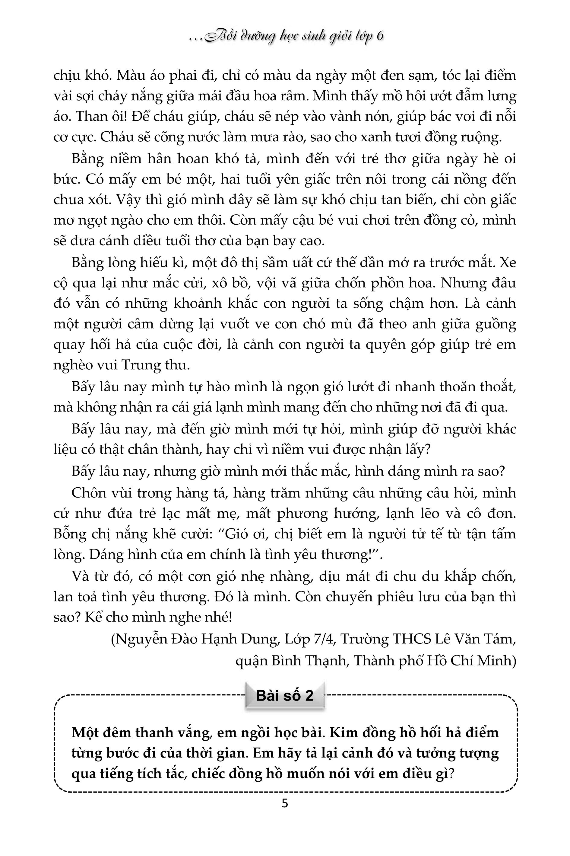 tinh tuyển những bài văn tự sự và biểu cảm đạt giải theo hướng mở bồi dưỡng học sinh giỏi lớp 6