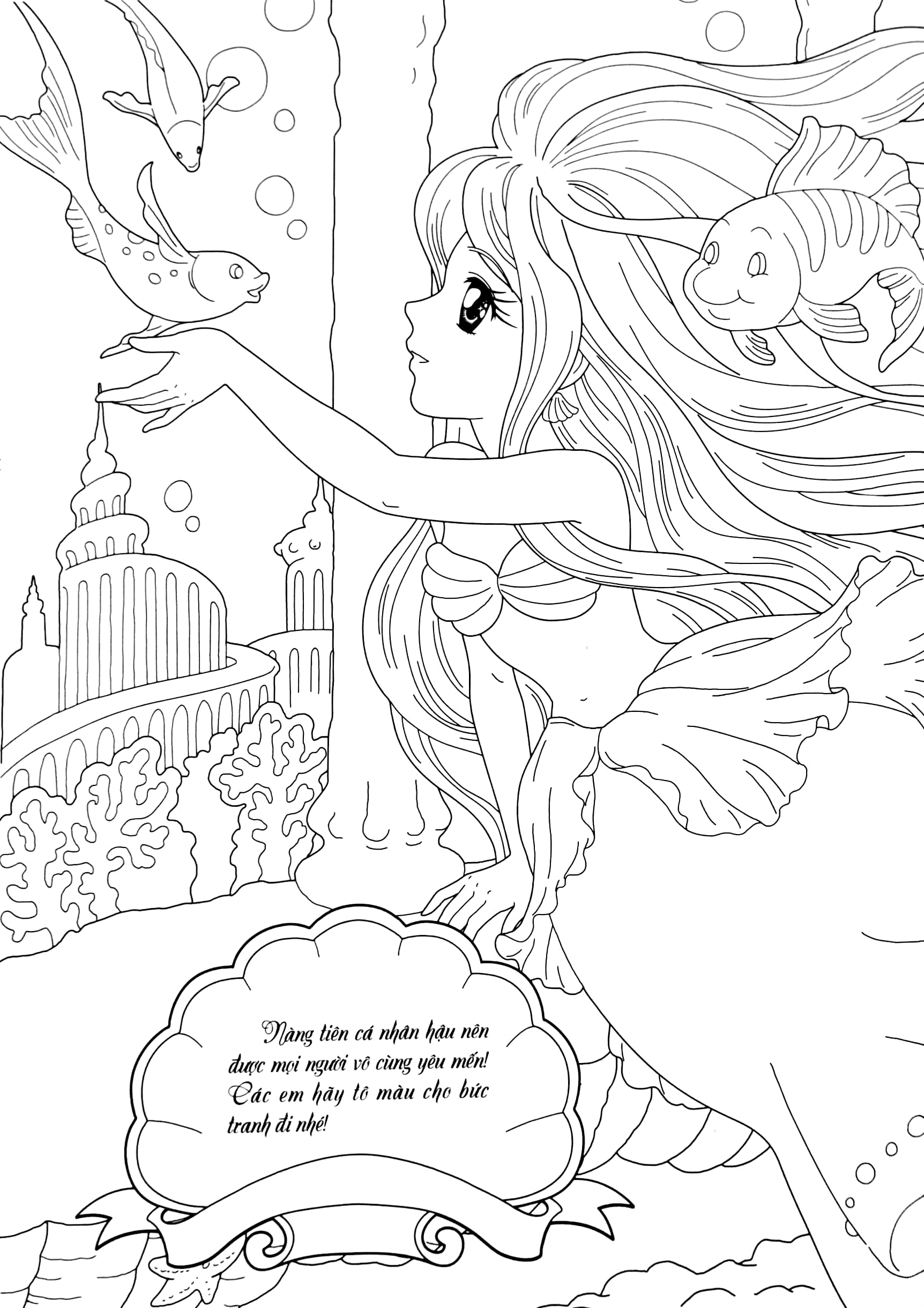 tô màu công chúa - nàng tiên cá