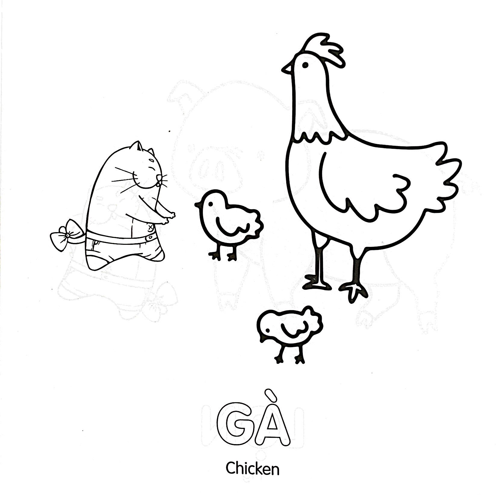 tô màu cùng mèo thông thái - song ngữ việt-anh - động vật (dành cho trẻ từ 3-5 tuổi)