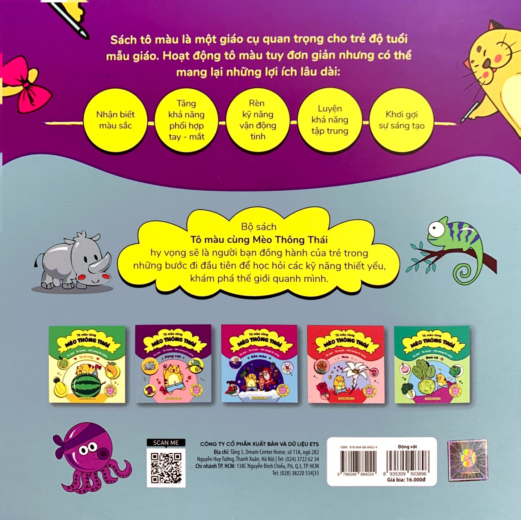 tô màu cùng mèo thông thái - song ngữ việt-anh - động vật (dành cho trẻ từ 3-5 tuổi)