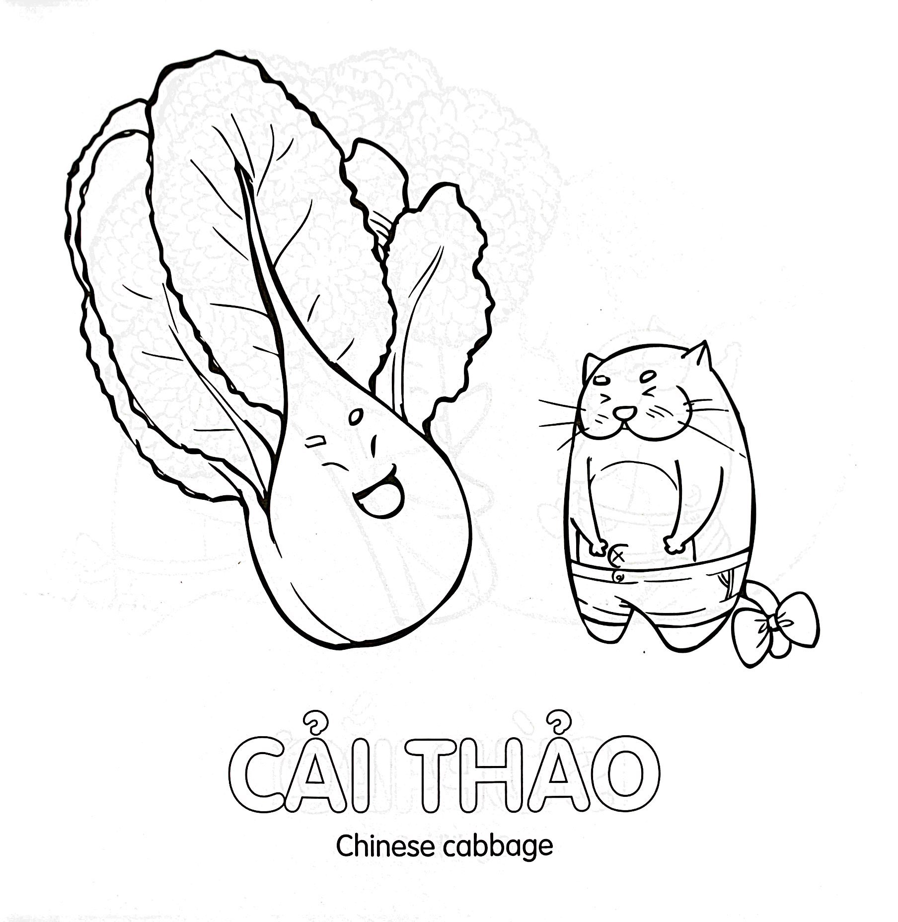 tô màu cùng mèo thông thái - song ngữ việt-anh - rau củ (dành cho trẻ từ 3-5 tuổi)