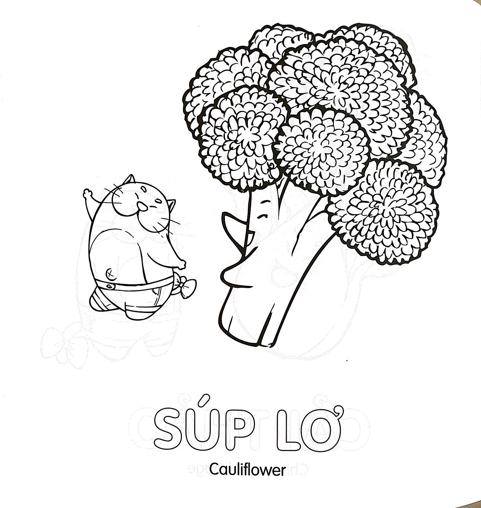 tô màu cùng mèo thông thái - song ngữ việt-anh - rau củ (dành cho trẻ từ 3-5 tuổi)