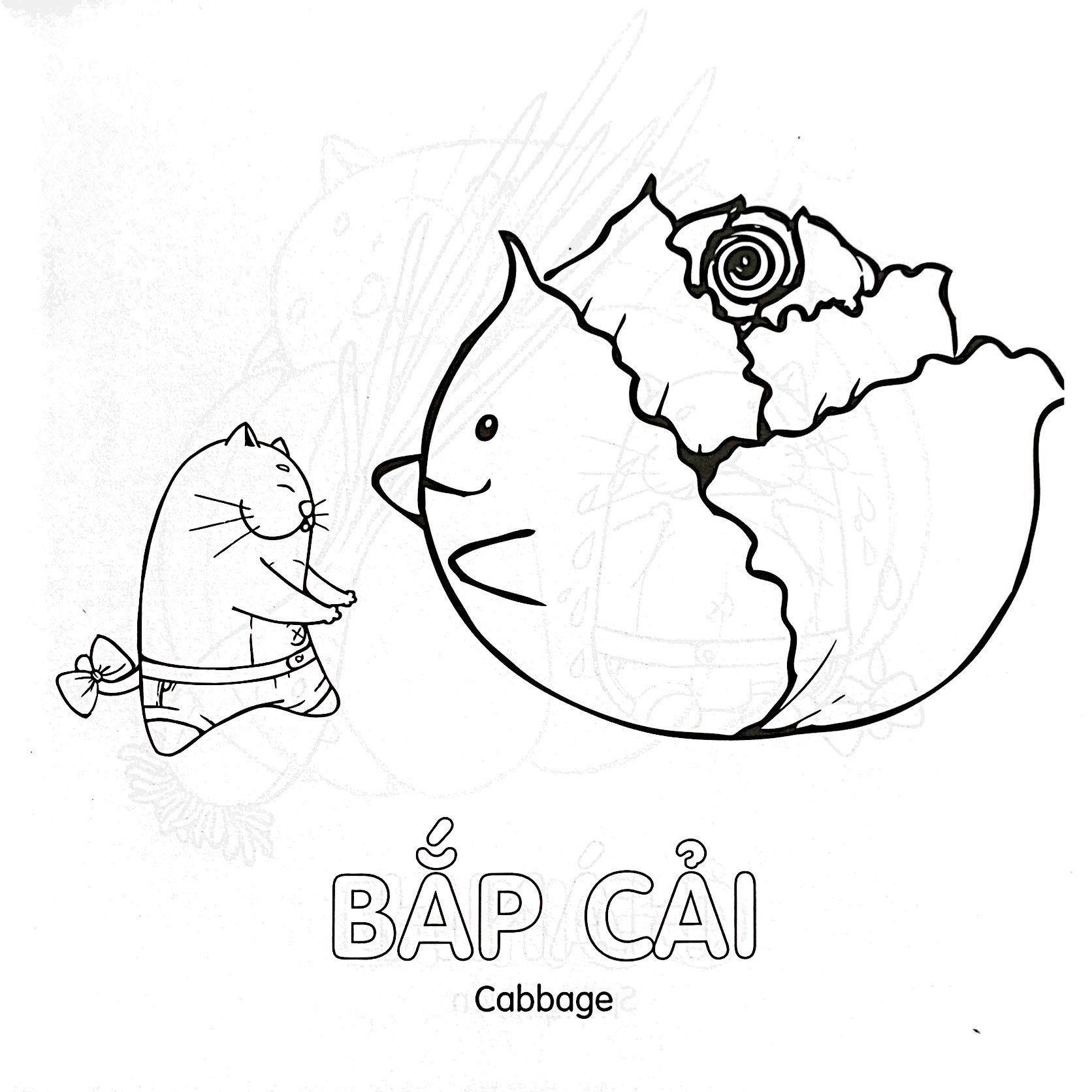 tô màu cùng mèo thông thái - song ngữ việt-anh - rau củ (dành cho trẻ từ 3-5 tuổi)