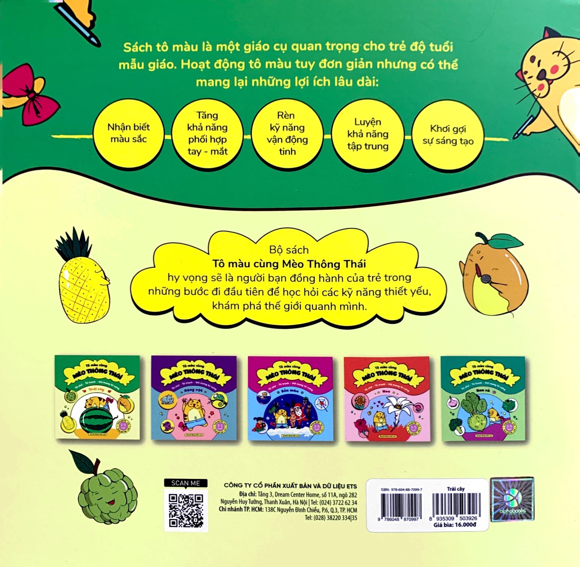 tô màu cùng mèo thông thái - song ngữ việt-anh - trái cây (dành cho trẻ từ 3-5 tuổi)