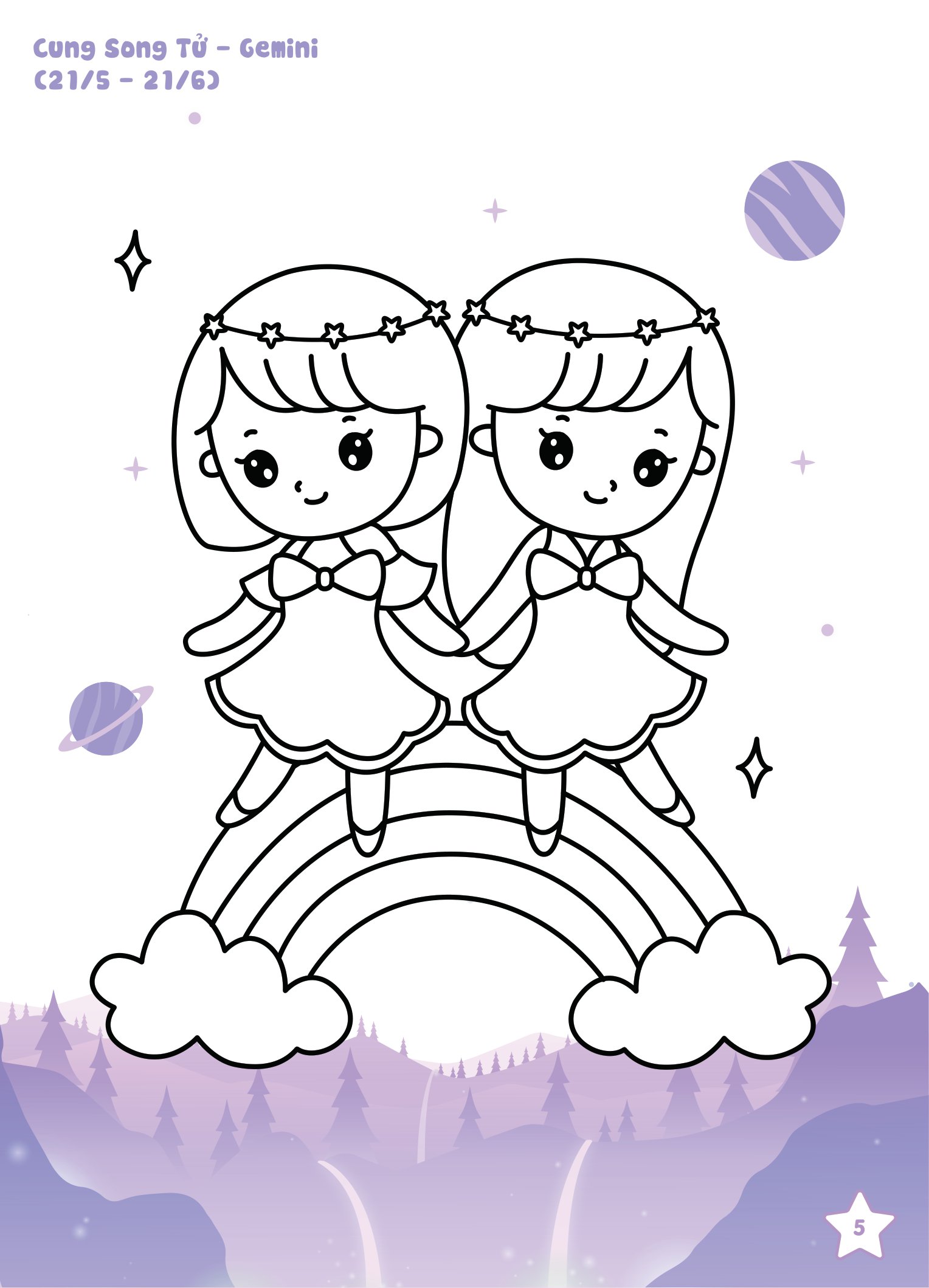 tô màu diệu kỳ - bí mật 12 chòm sao (dành cho bé gái năng động)