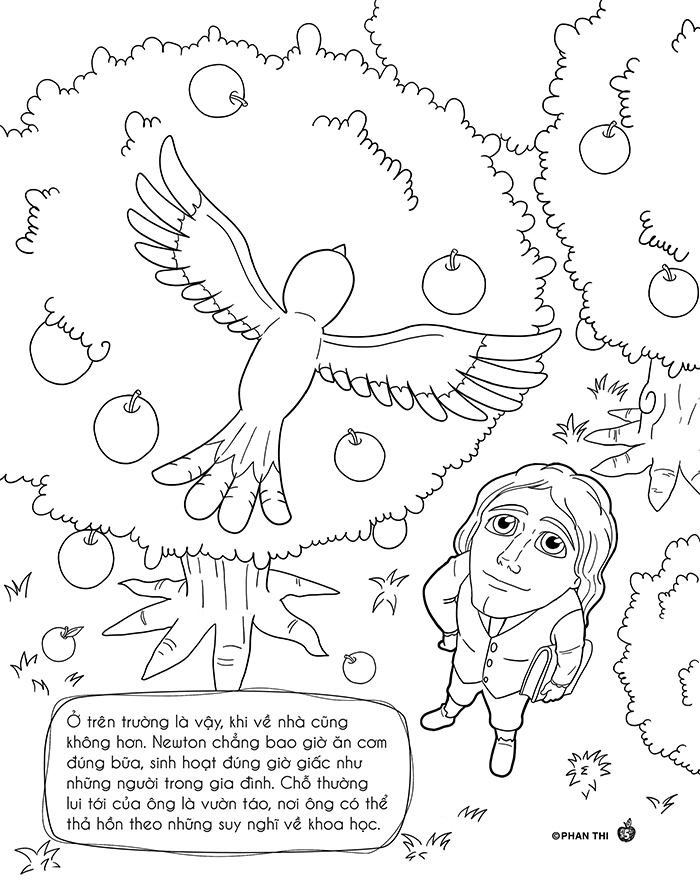 tô màu kể chuyện thiên tài - newton và quả táo rơi