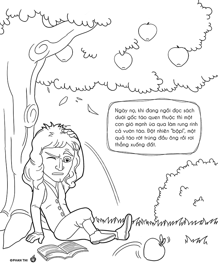 tô màu kể chuyện thiên tài - newton và quả táo rơi