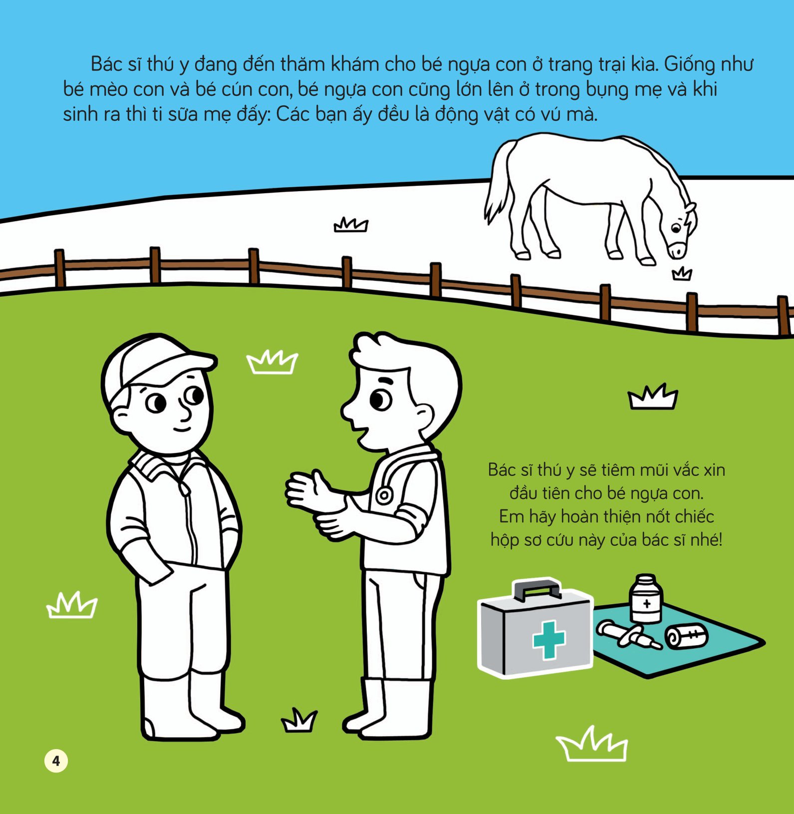 tô màu khám phá thế giới - các em bé động vật