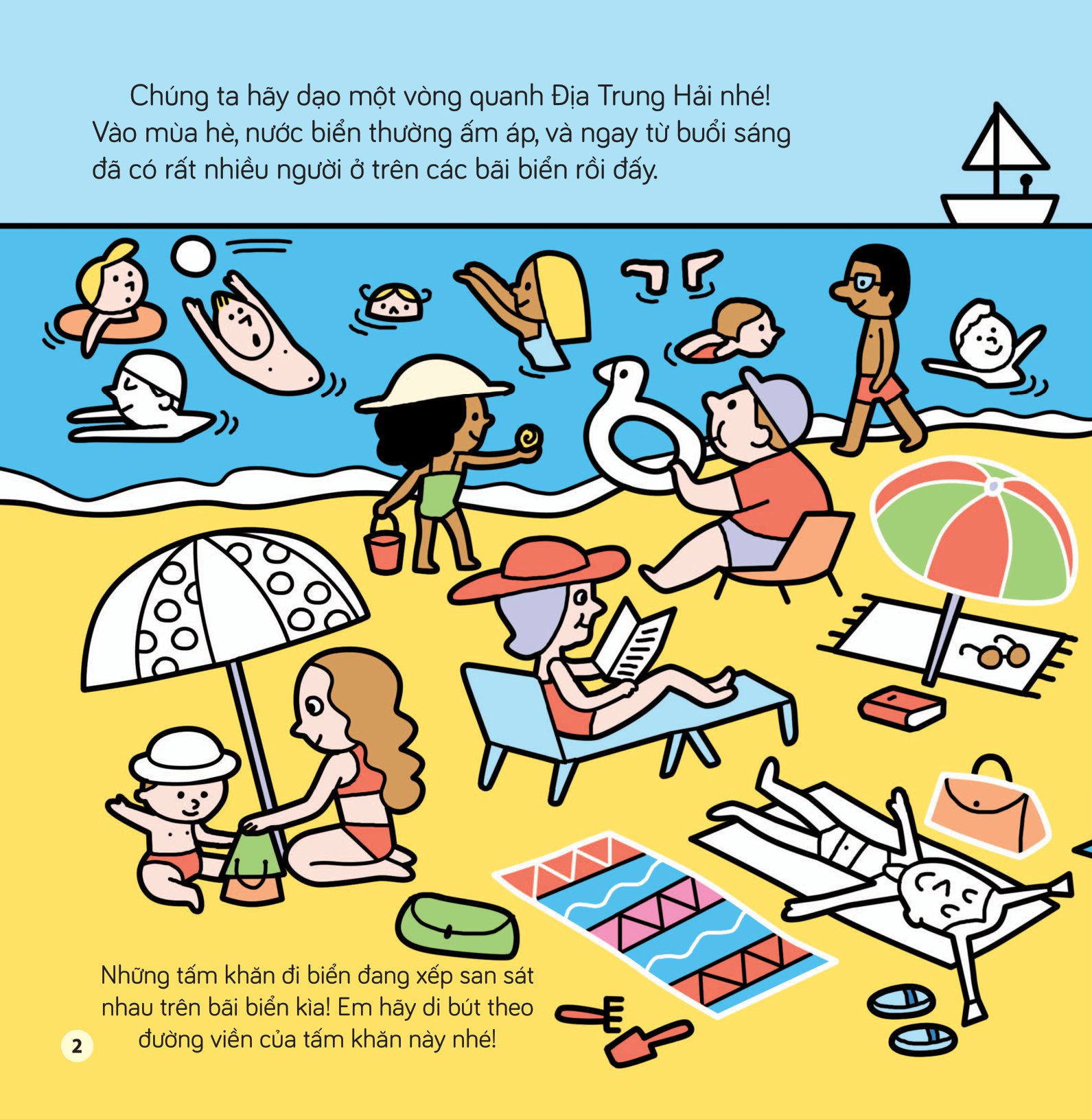 tô màu khám phá thế giới - trên bờ biển