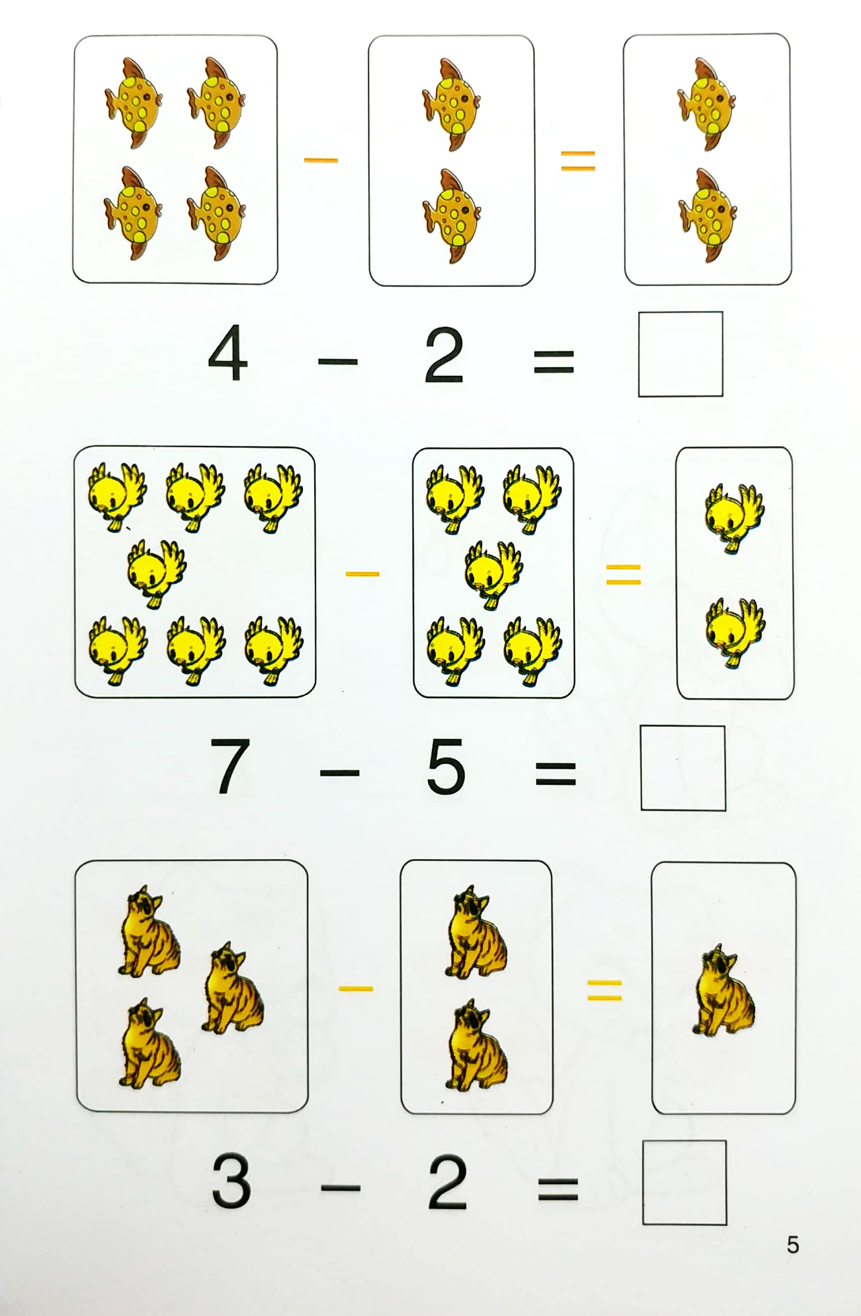 tô màu - làm quen với toán - phép trừ (dành cho trẻ 5-6 tuổi)