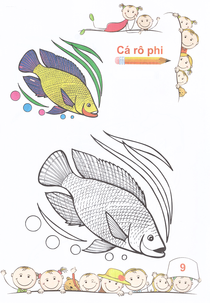 tô màu mẫu giáo các loài cá