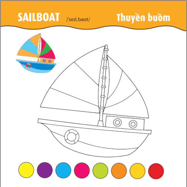 tô màu phát triển iq-eq-cq - song ngữ anh-việt - ôtô-tàu thuyền-máy bay - tập 1