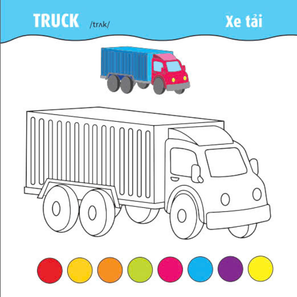 tô màu phát triển iq-eq-cq - song ngữ anh-việt - ôtô-tàu thuyền-máy bay - tập 2