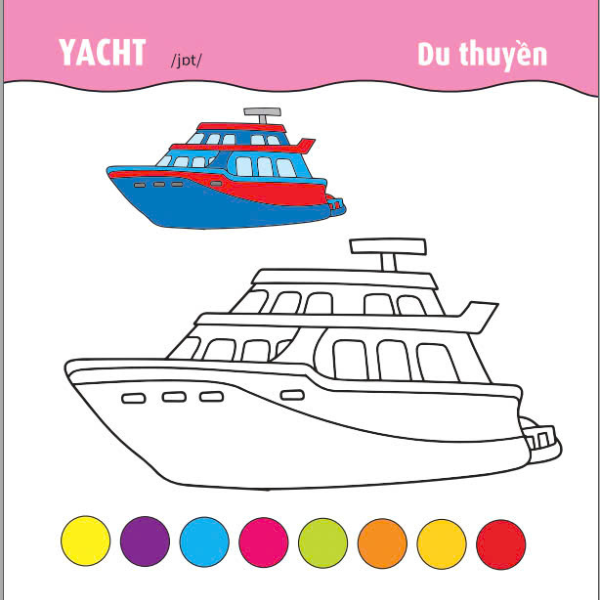 tô màu phát triển iq-eq-cq - song ngữ anh-việt - ôtô-tàu thuyền-máy bay - tập 3