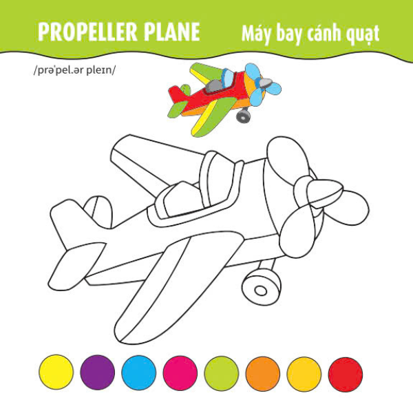 tô màu phát triển iq-eq-cq - song ngữ anh-việt - ôtô-tàu thuyền-máy bay - tập 4