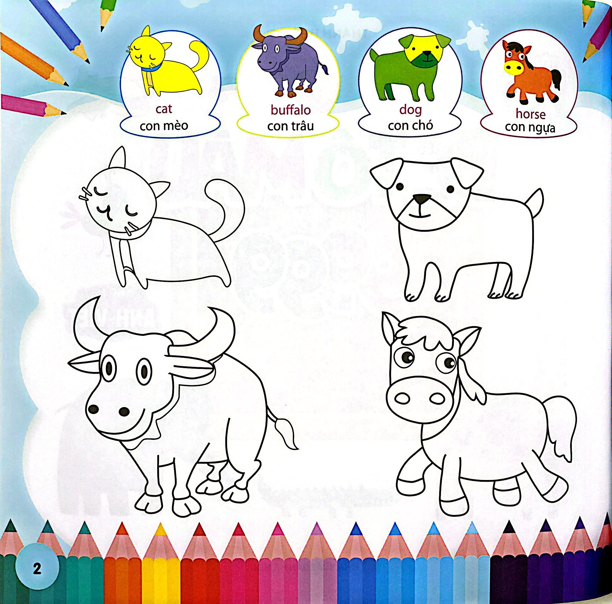 Tô Màu Sáng Tạo 2-6 Tuổi - Bé Tô Màu 9999 - Song Ngữ Anh-Việt