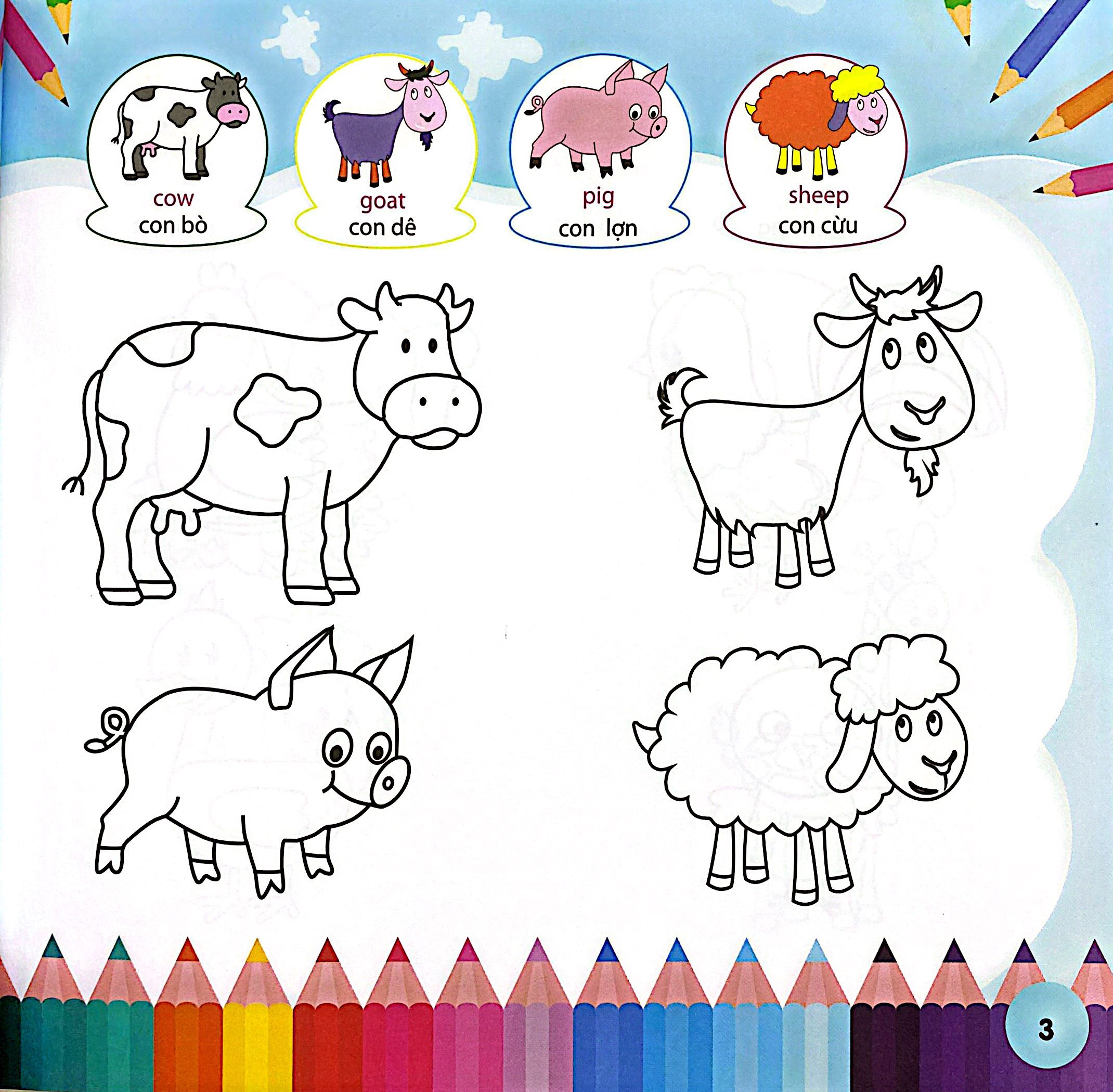 Tô Màu Sáng Tạo 2-6 Tuổi - Bé Tô Màu 9999 - Song Ngữ Anh-Việt