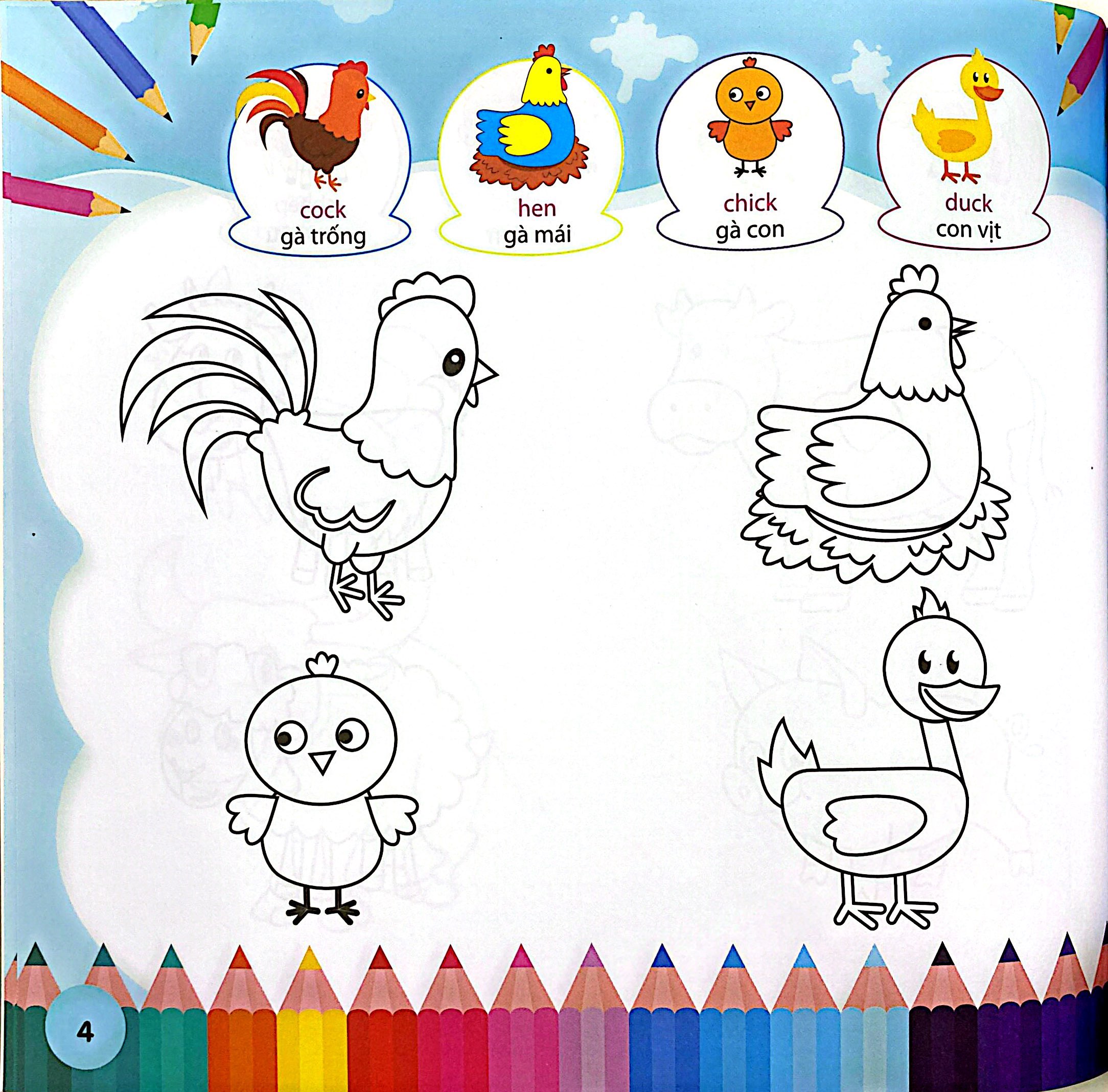 Tô Màu Sáng Tạo 2-6 Tuổi - Bé Tô Màu 9999 - Song Ngữ Anh-Việt