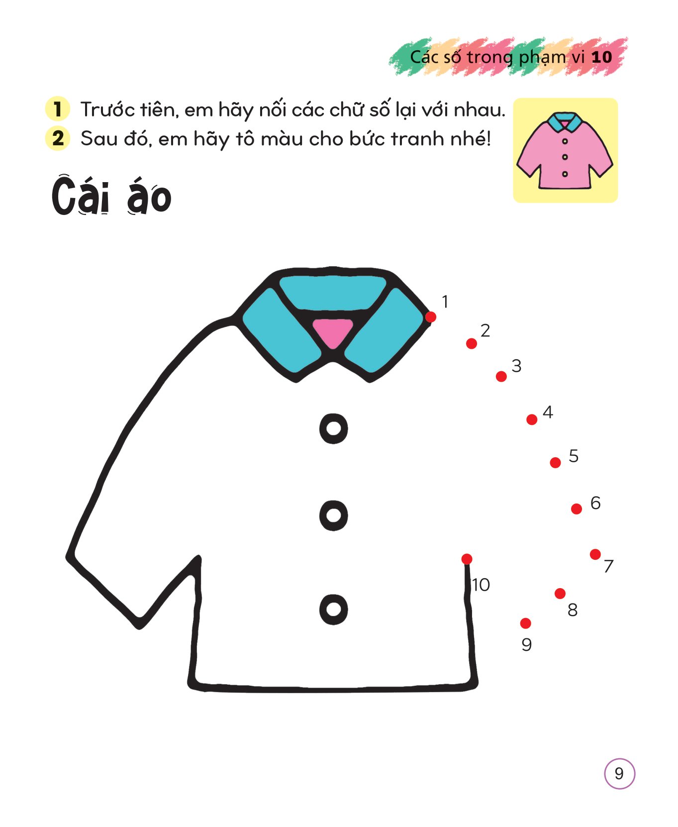tô màu sáng tạo giúp bé làm quen với chữ cái và con số - các số trong phạm vi 10