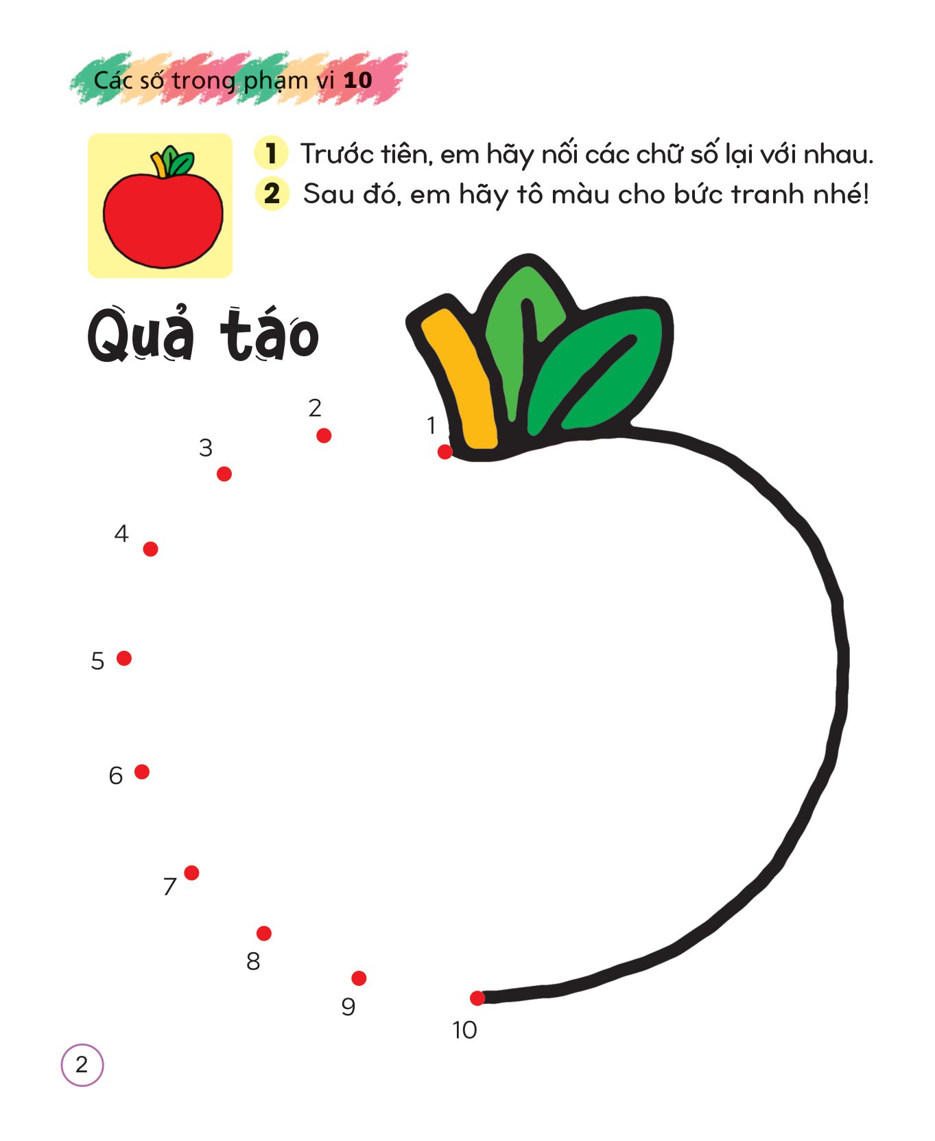 tô màu sáng tạo giúp bé làm quen với chữ cái và con số - các số trong phạm vi 10