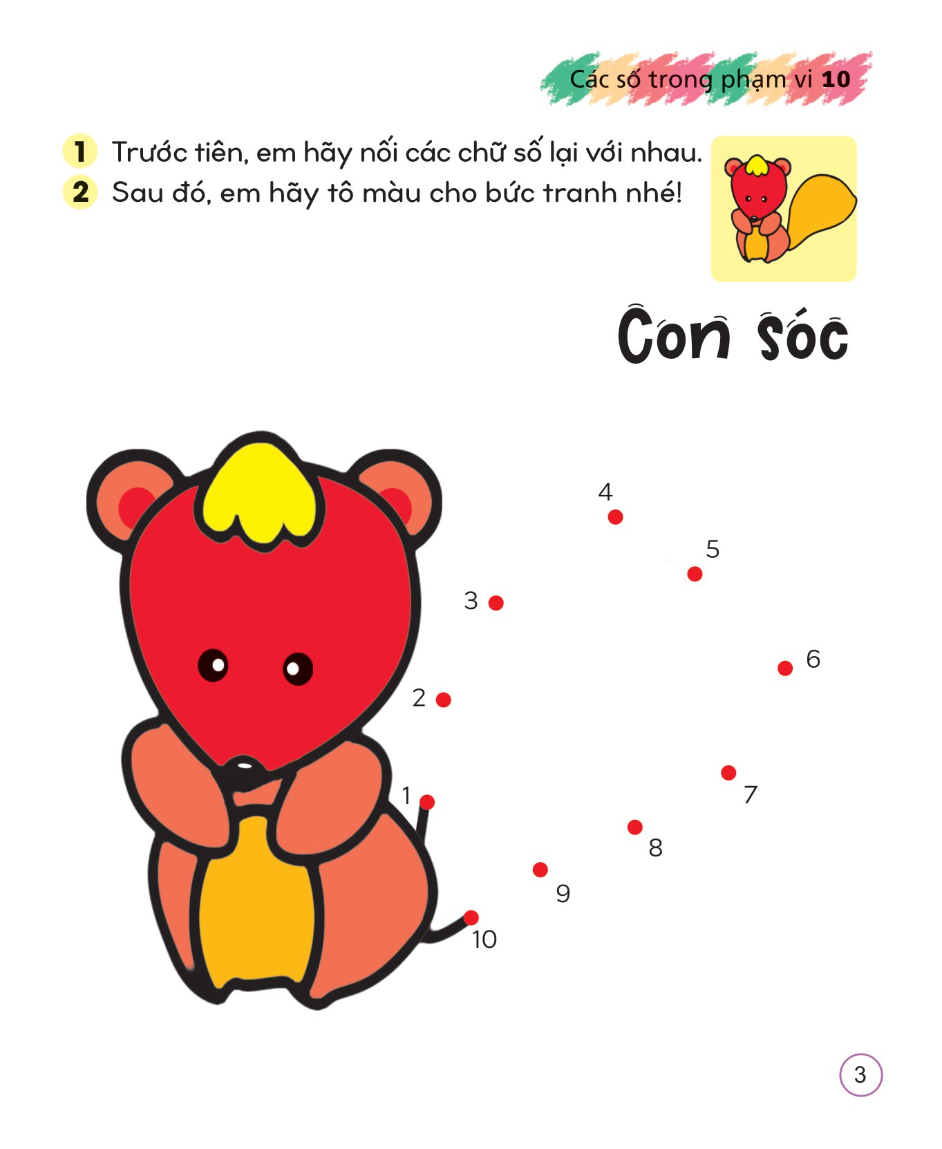 tô màu sáng tạo giúp bé làm quen với chữ cái và con số - các số trong phạm vi 10