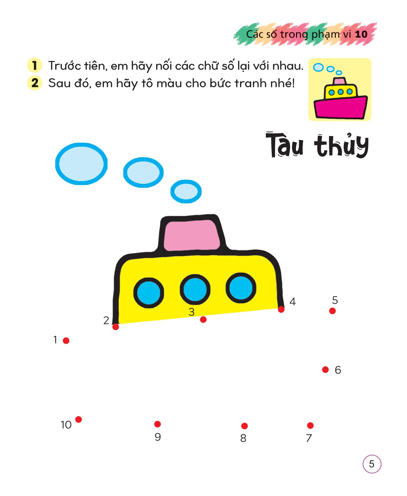 tô màu sáng tạo giúp bé làm quen với chữ cái và con số - các số trong phạm vi 10