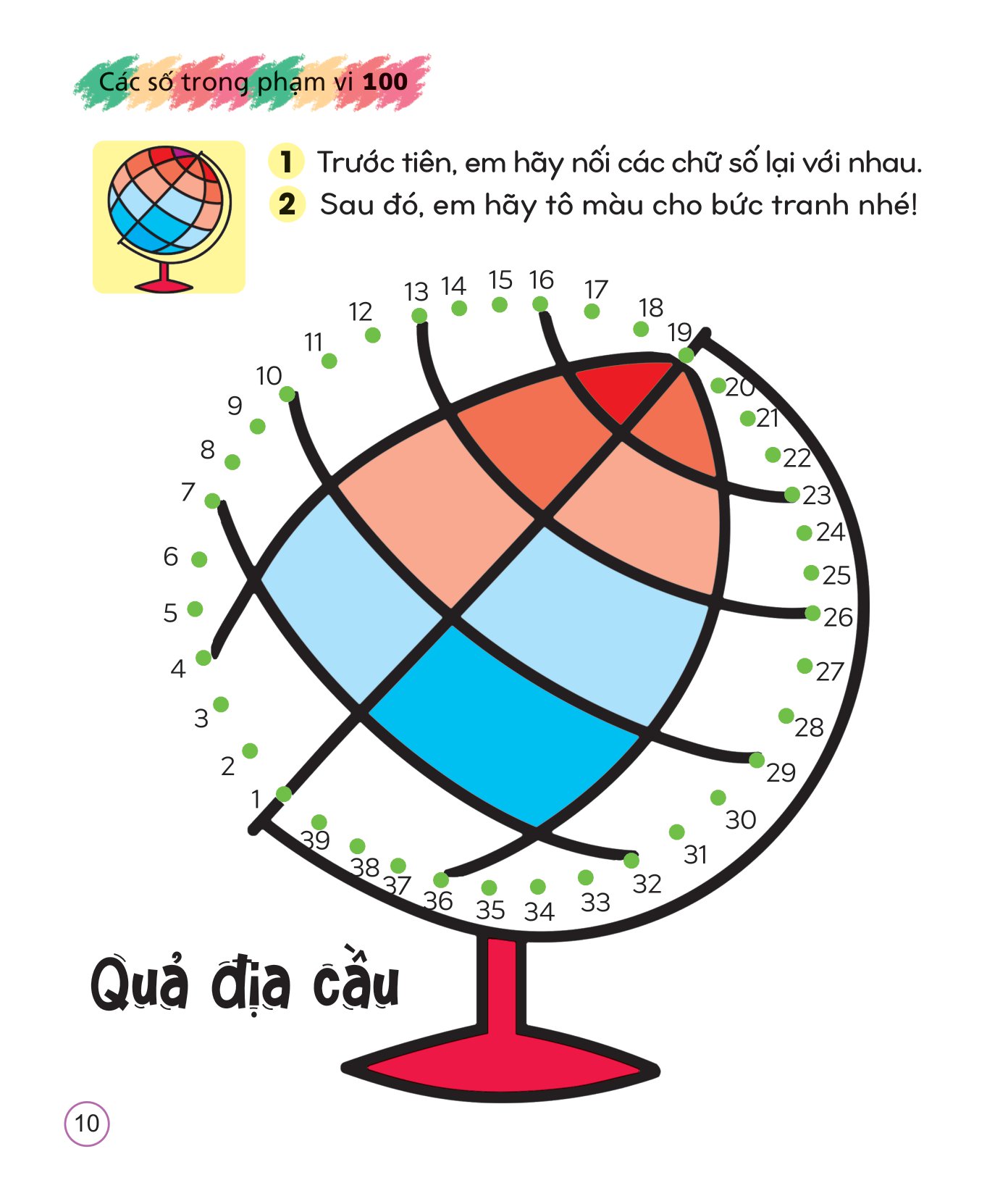 tô màu sáng tạo giúp bé làm quen với chữ cái và con số - các số trong phạm vi 100