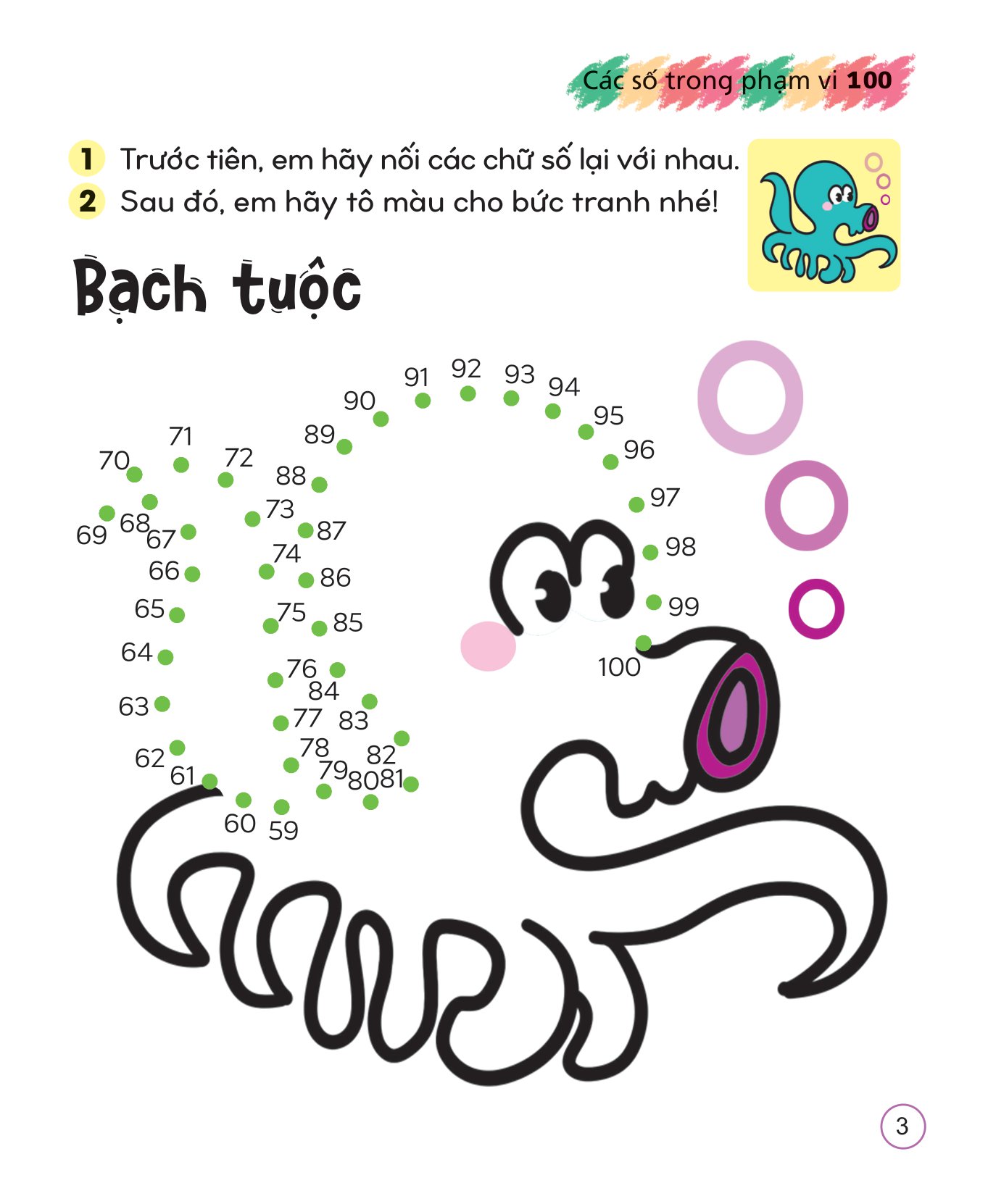 tô màu sáng tạo giúp bé làm quen với chữ cái và con số - các số trong phạm vi 100