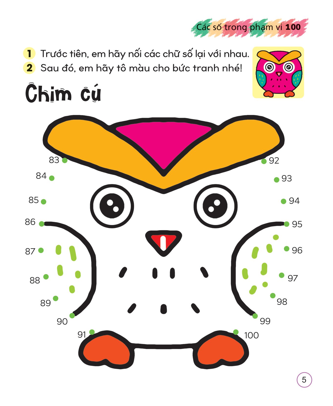 tô màu sáng tạo giúp bé làm quen với chữ cái và con số - các số trong phạm vi 100