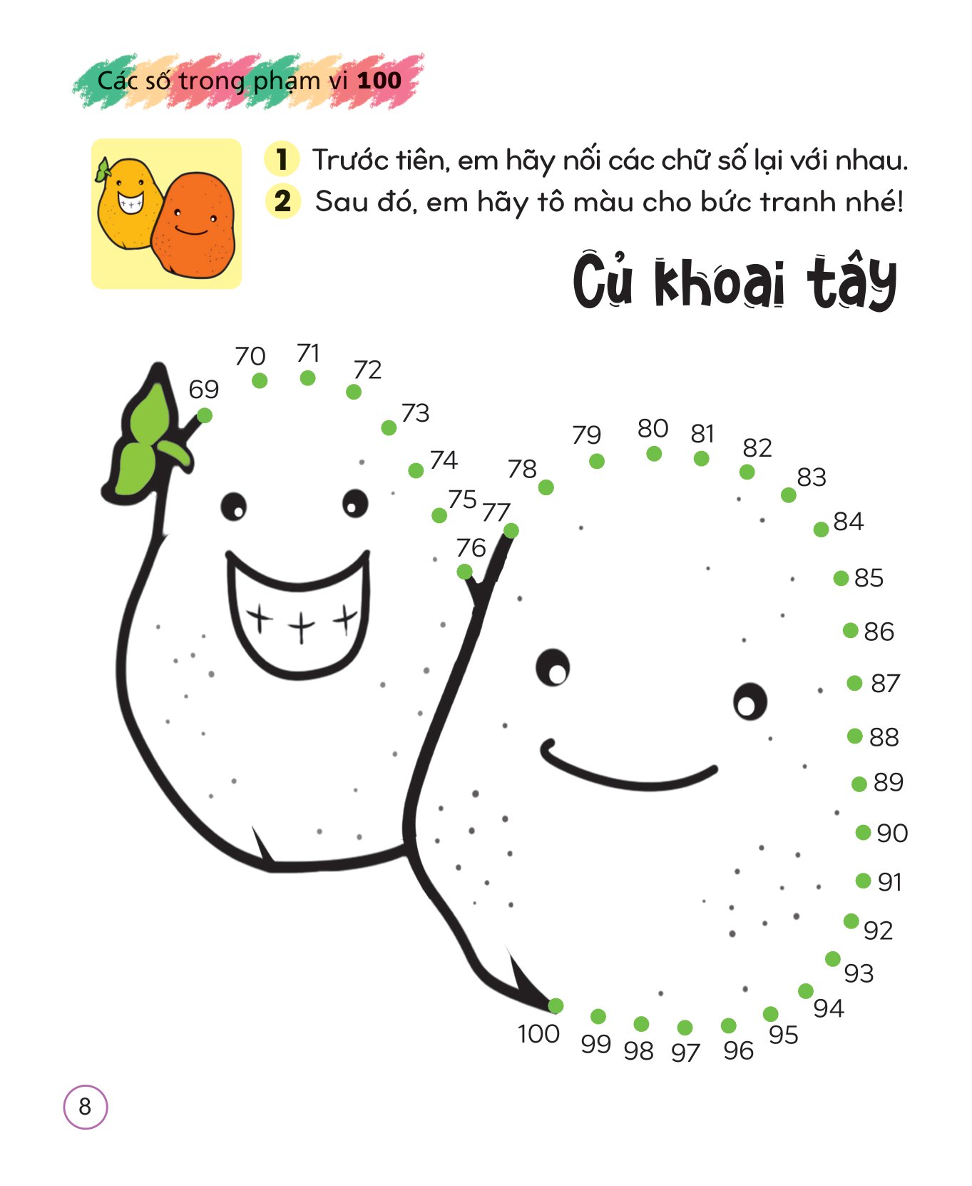 tô màu sáng tạo giúp bé làm quen với chữ cái và con số - các số trong phạm vi 100