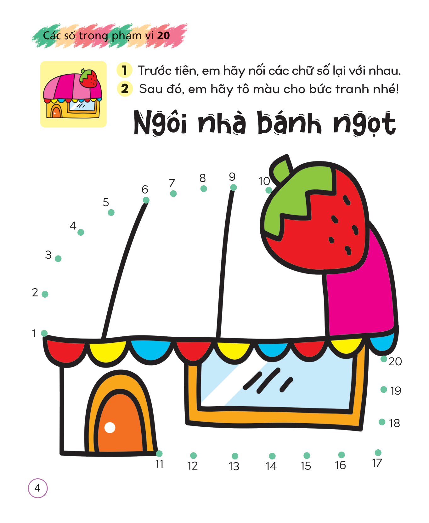 tô màu sáng tạo giúp bé làm quen với chữ cái và con số - các số trong phạm vi 20