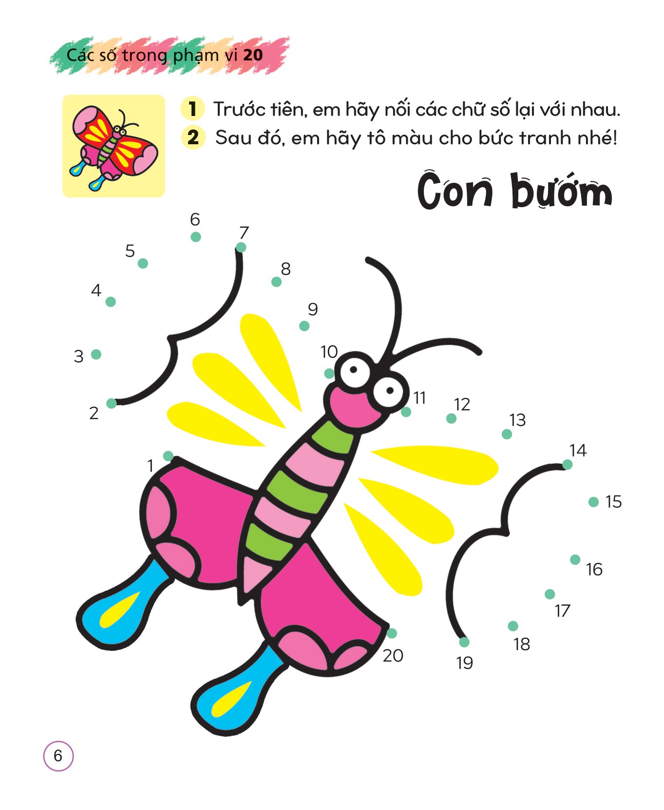 tô màu sáng tạo giúp bé làm quen với chữ cái và con số - các số trong phạm vi 20