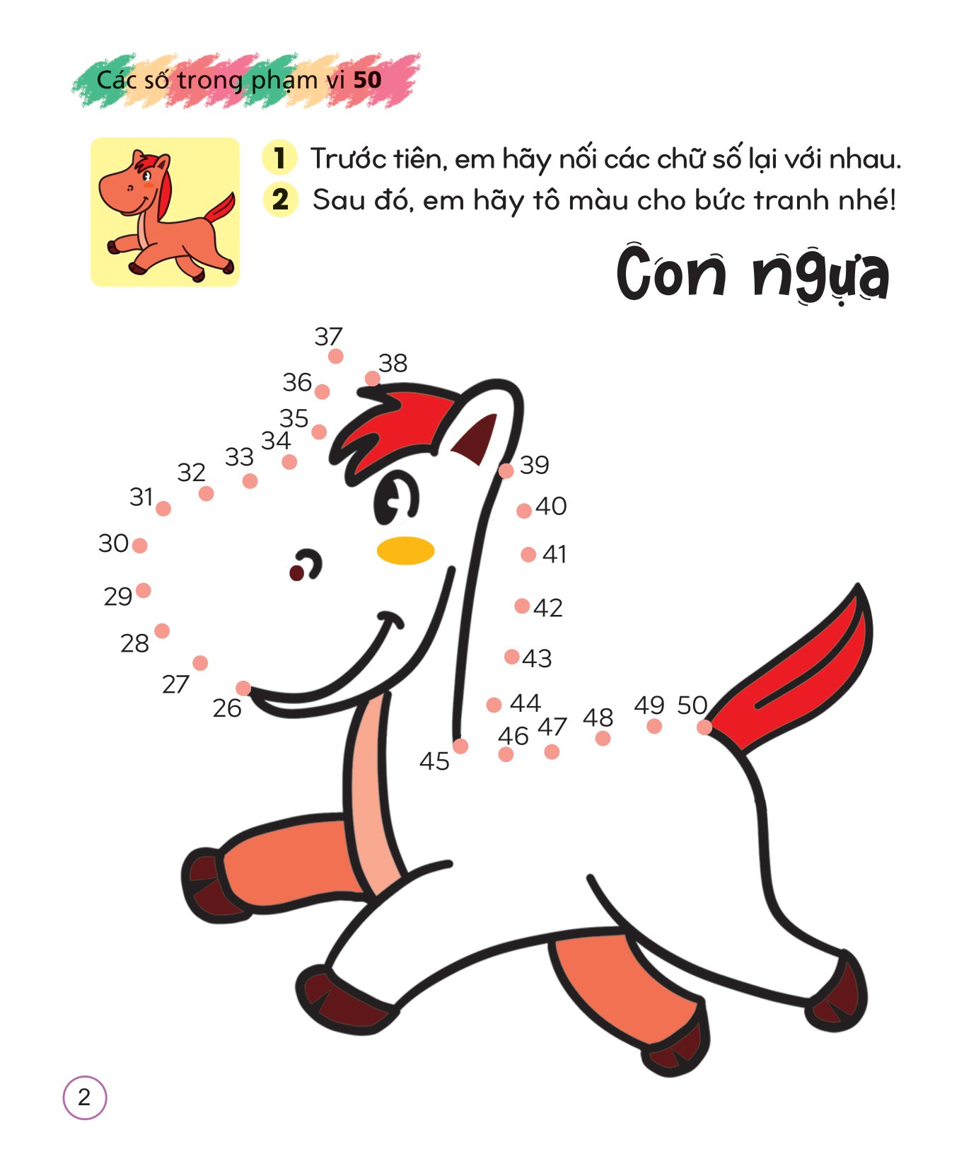 tô màu sáng tạo giúp bé làm quen với chữ cái và con số - các số trong phạm vi 50