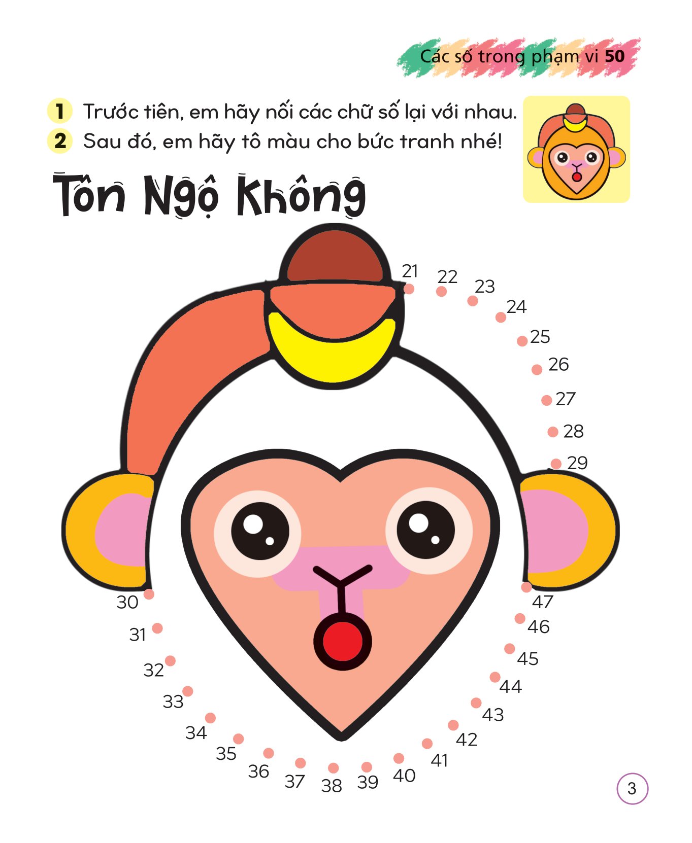 tô màu sáng tạo giúp bé làm quen với chữ cái và con số - các số trong phạm vi 50