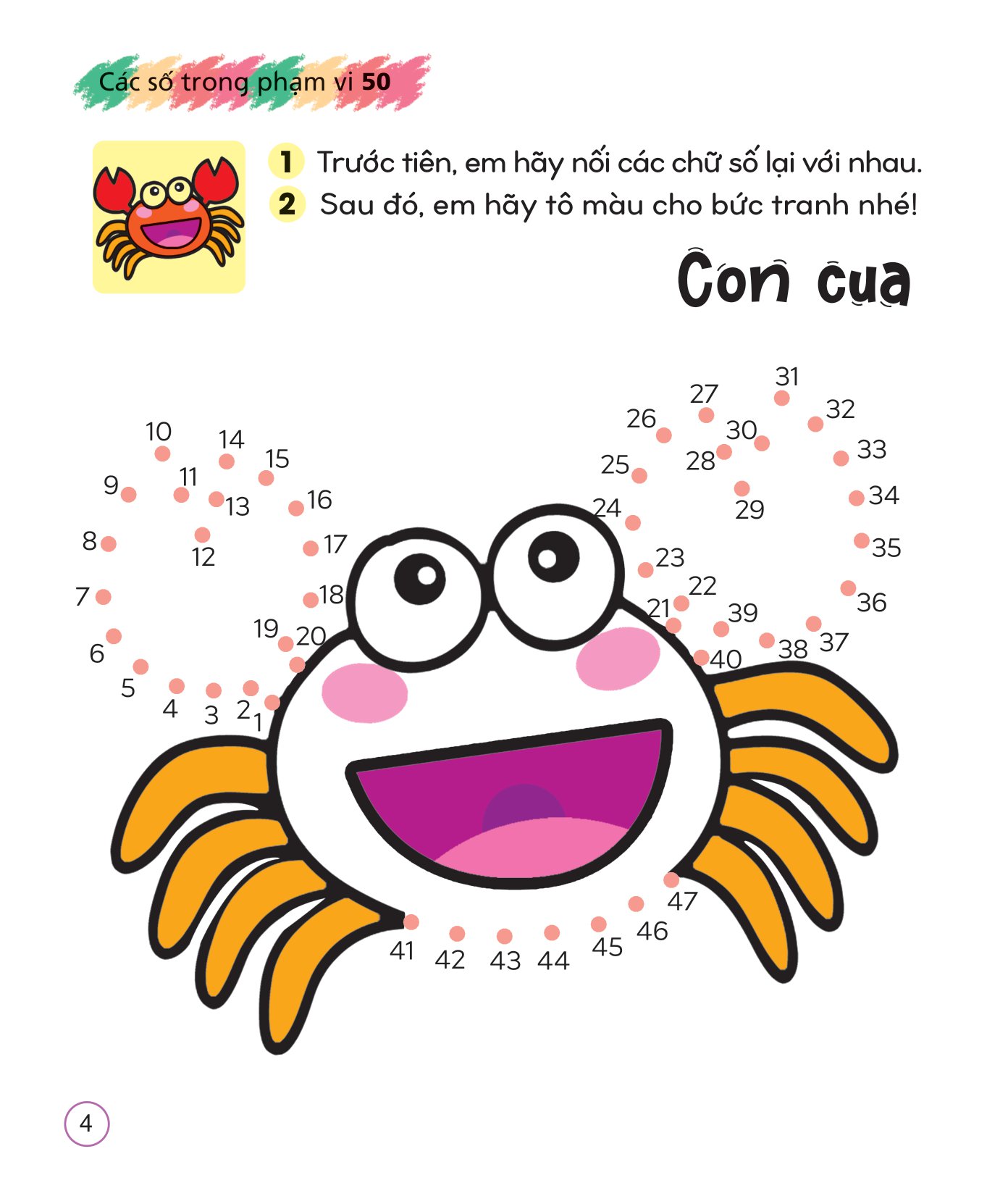 tô màu sáng tạo giúp bé làm quen với chữ cái và con số - các số trong phạm vi 50