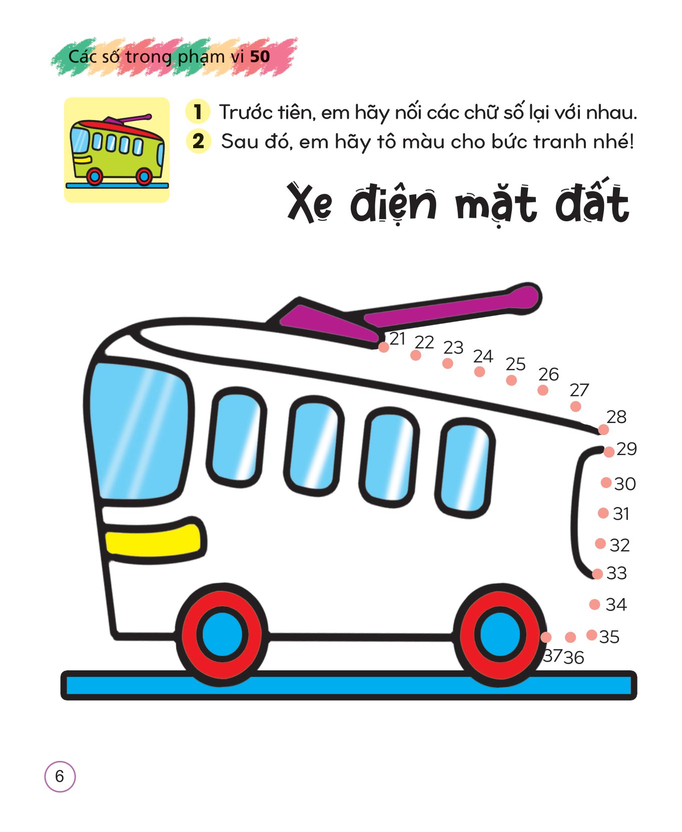 tô màu sáng tạo giúp bé làm quen với chữ cái và con số - các số trong phạm vi 50